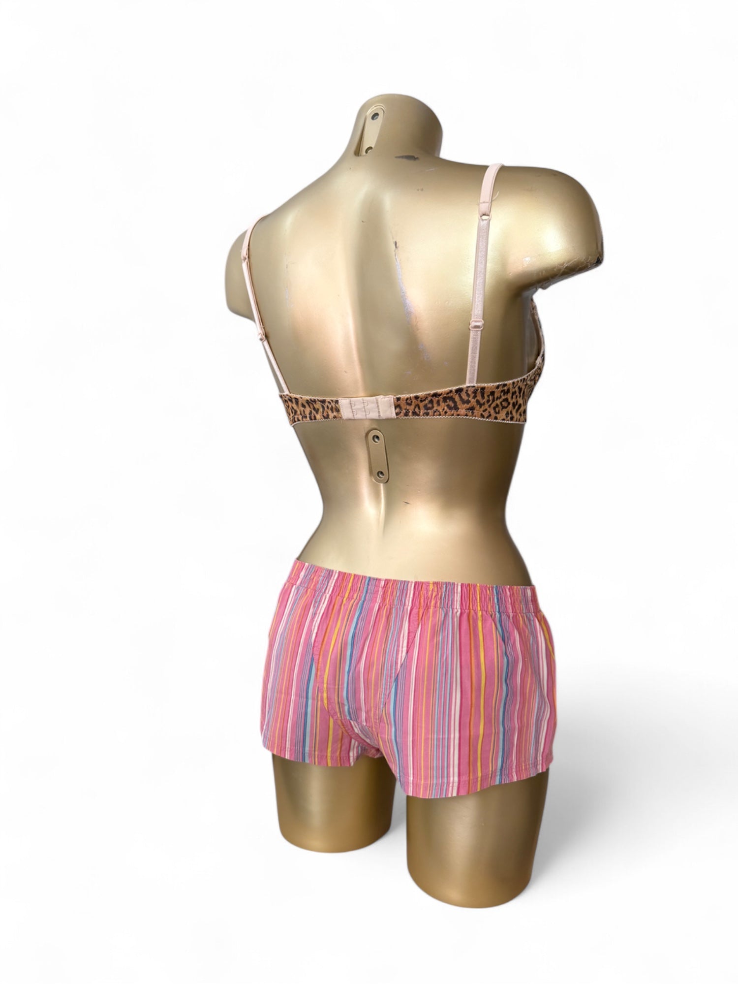 Pink striped 100% cotton low rise mini short (S)