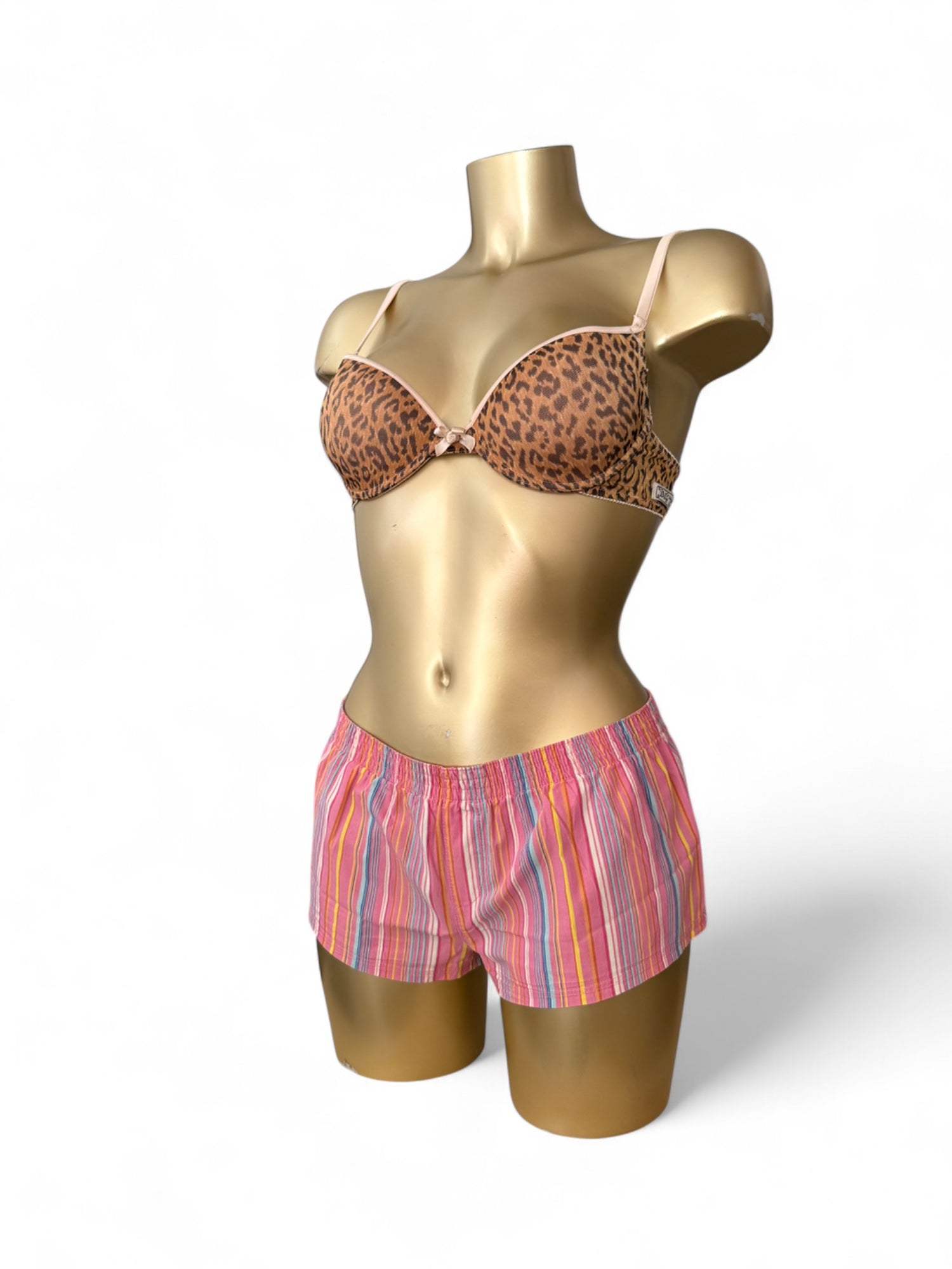 Pink striped 100% cotton low rise mini short (S)