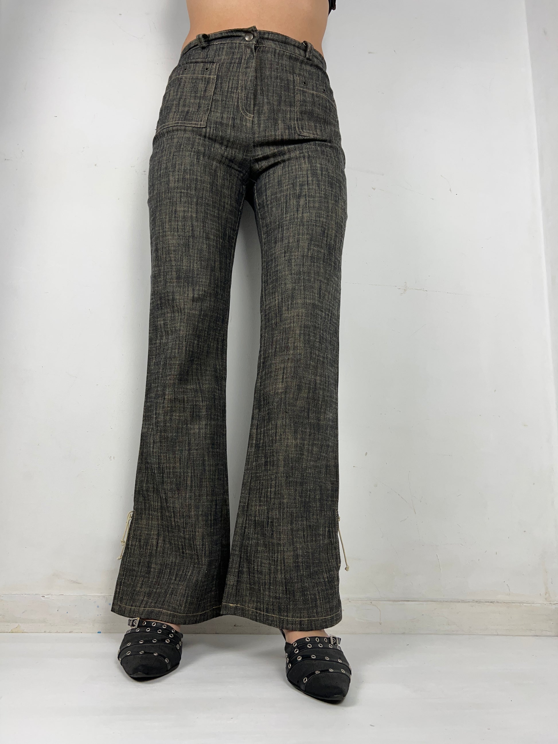 Brown denim blazer office siren jacket + pants set (S/M)