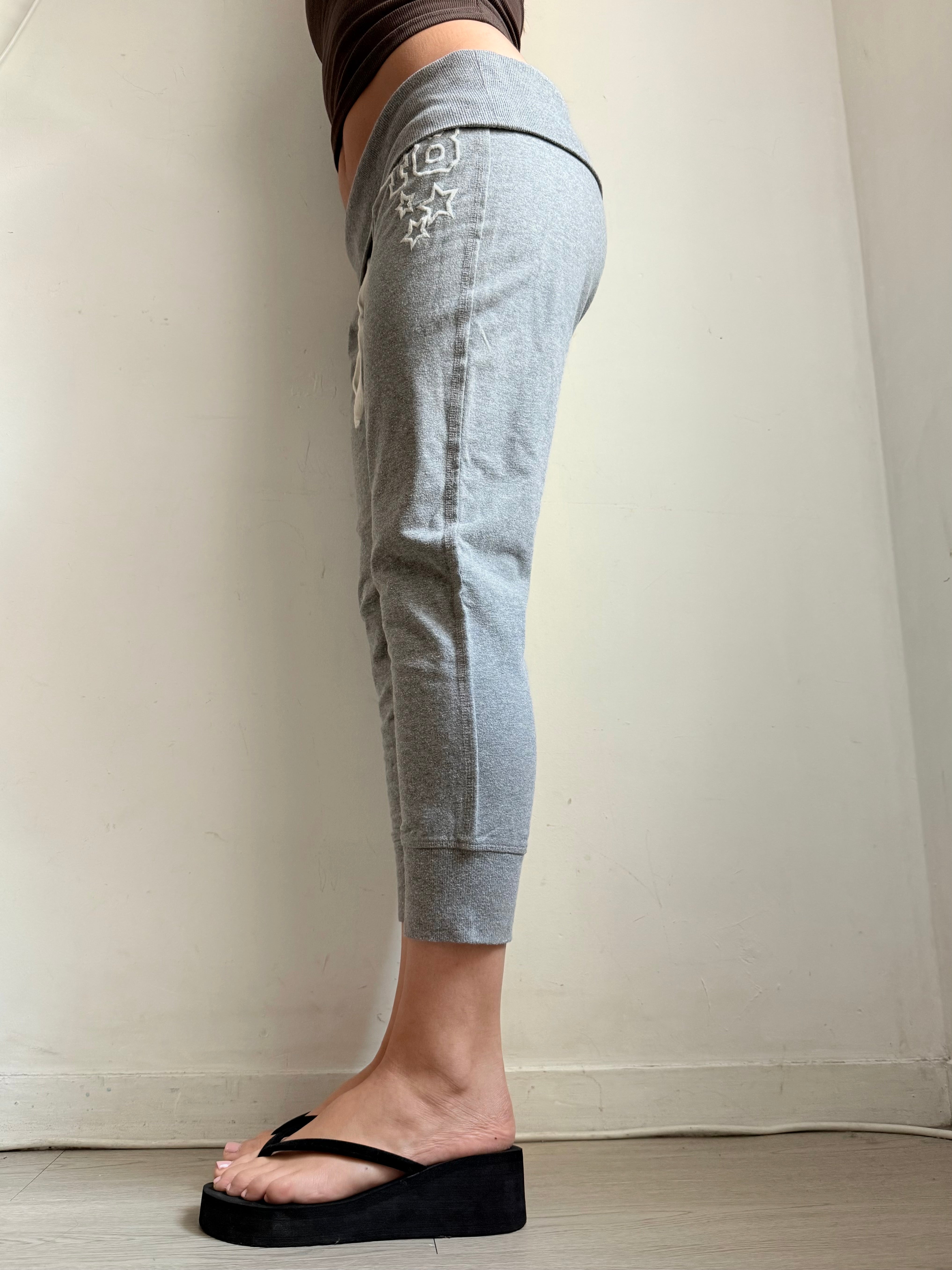 Grey ultra low rise capri pants (M)
