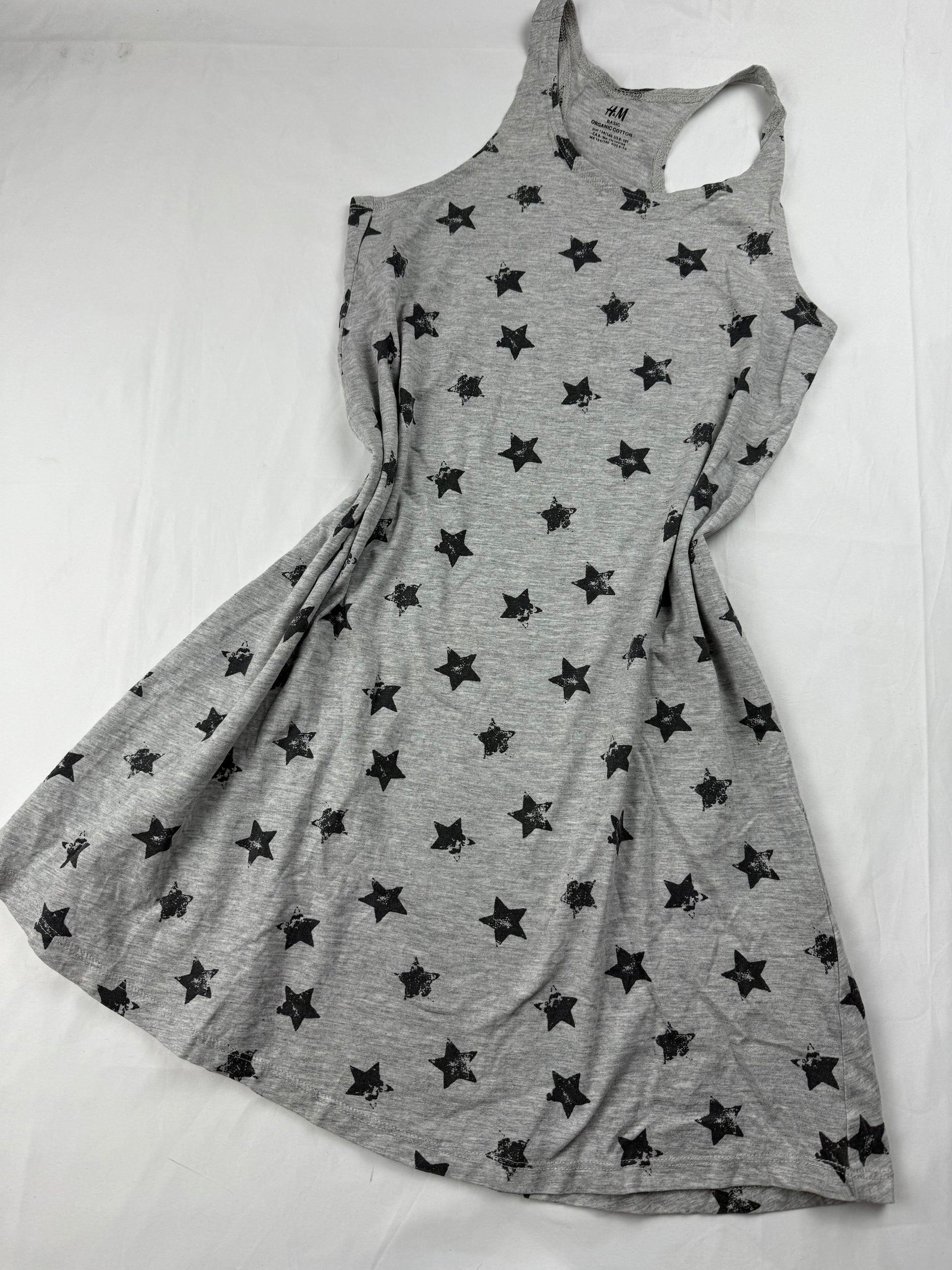 Grey stars print cotton mini dress (XS)