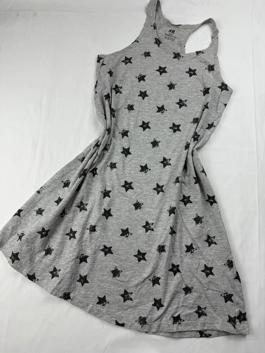 Grey stars print cotton mini dress (XS)