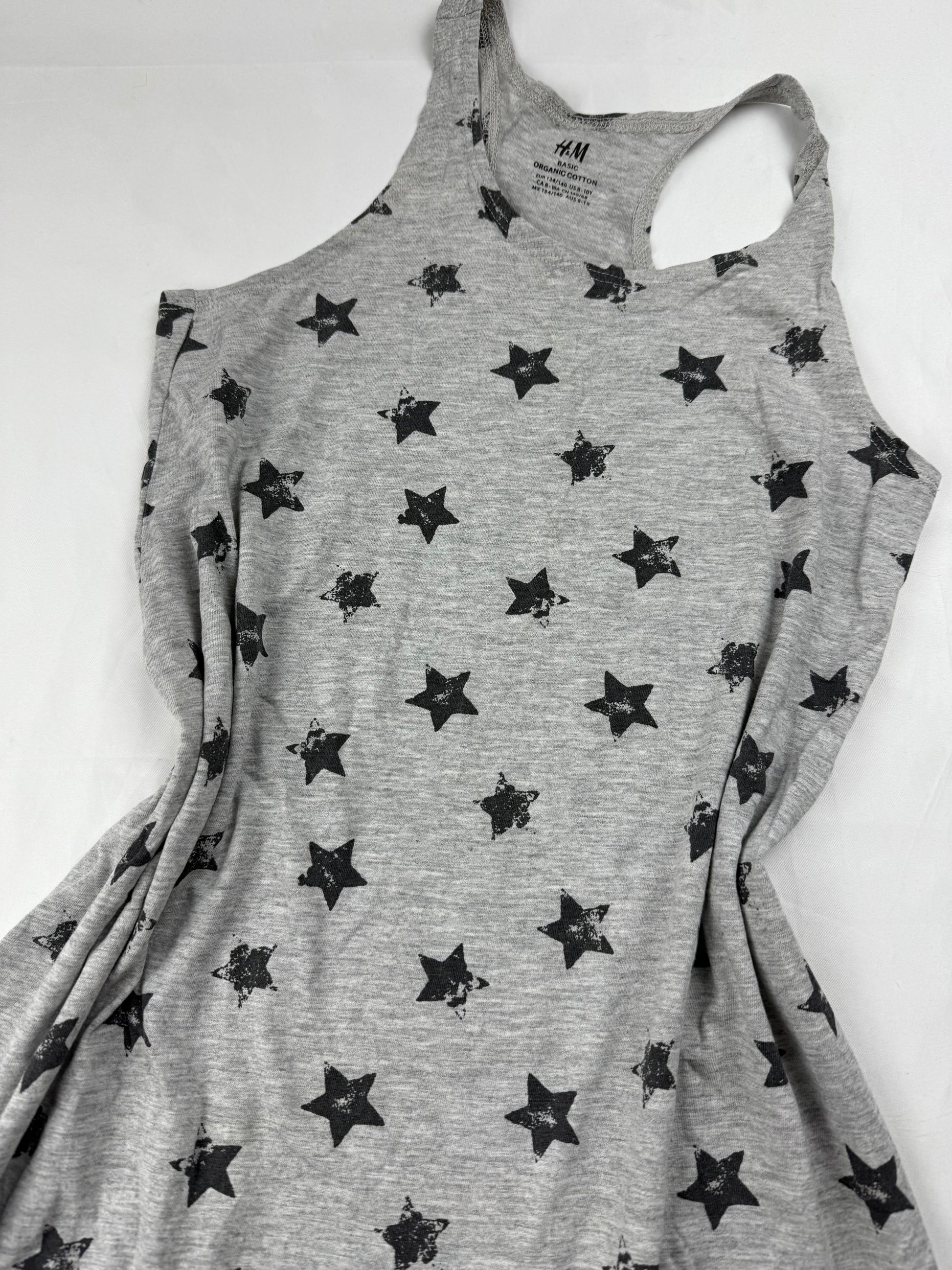 Grey stars print cotton mini dress (XS)