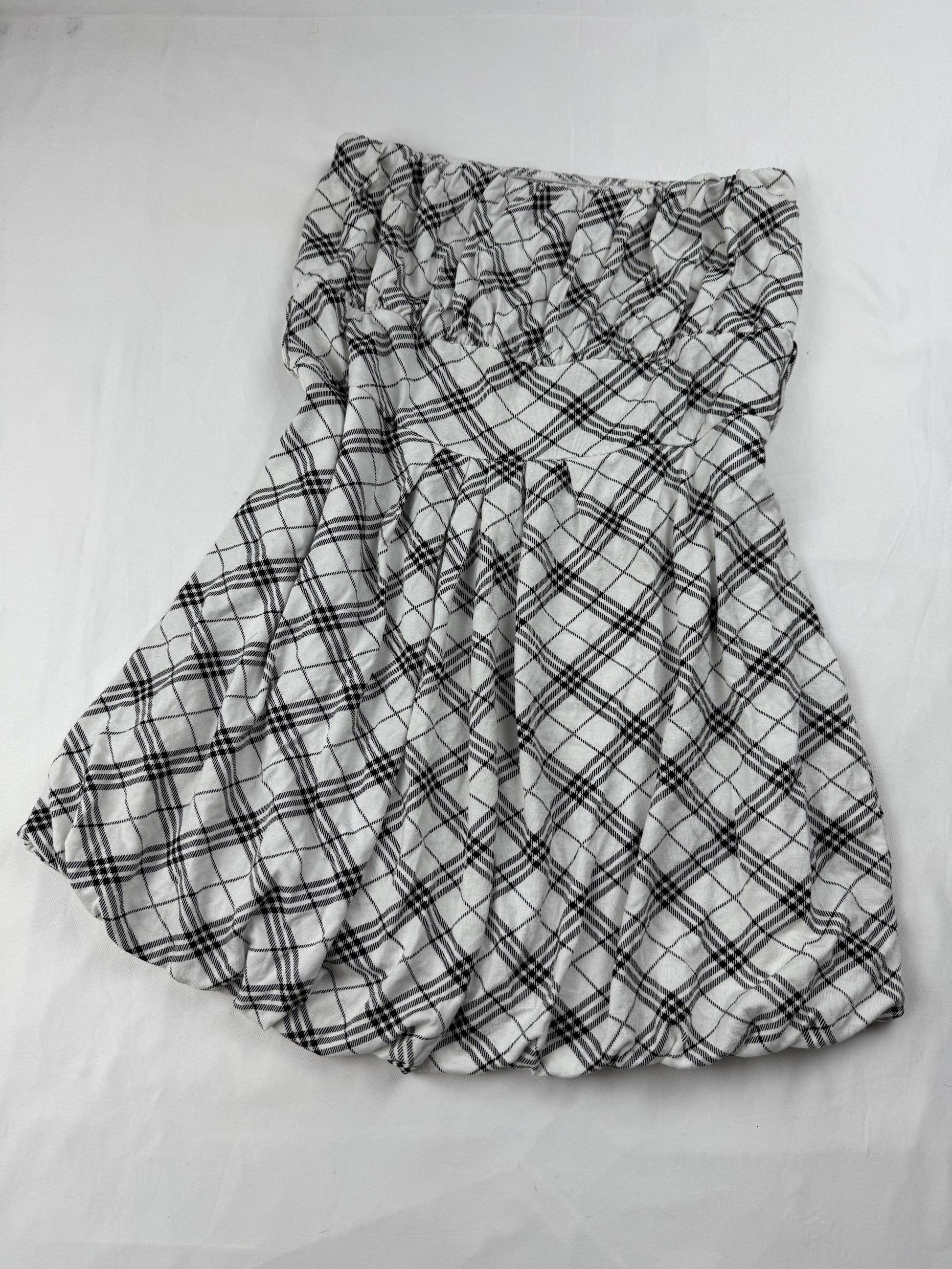 White check print bustier tube top (S)