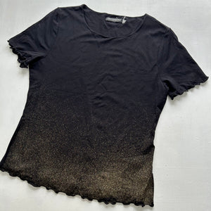 Black gold glitters stretchy mesh doubled tee  90s y2k vintage (S/M)