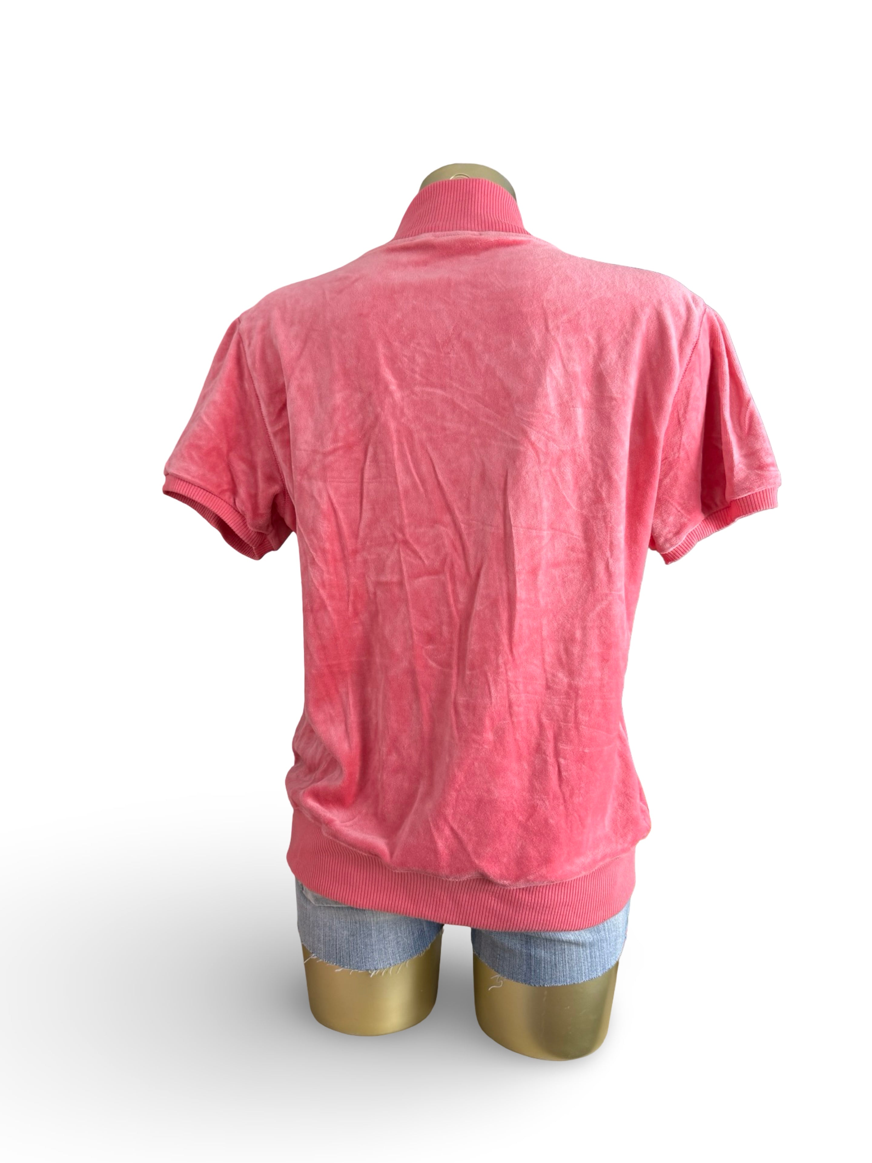 Pink velvet zip up hooded tee (XL)