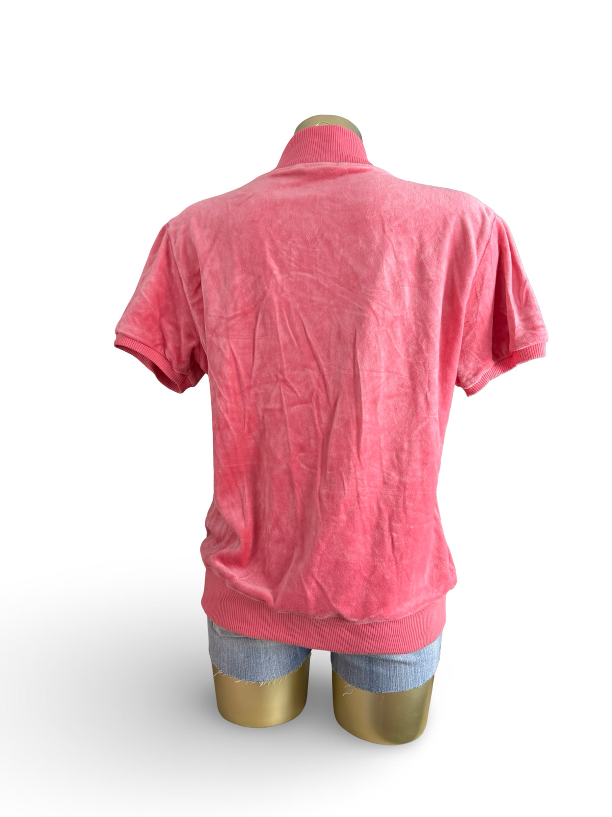 Pink velvet zip up hooded tee (XL)