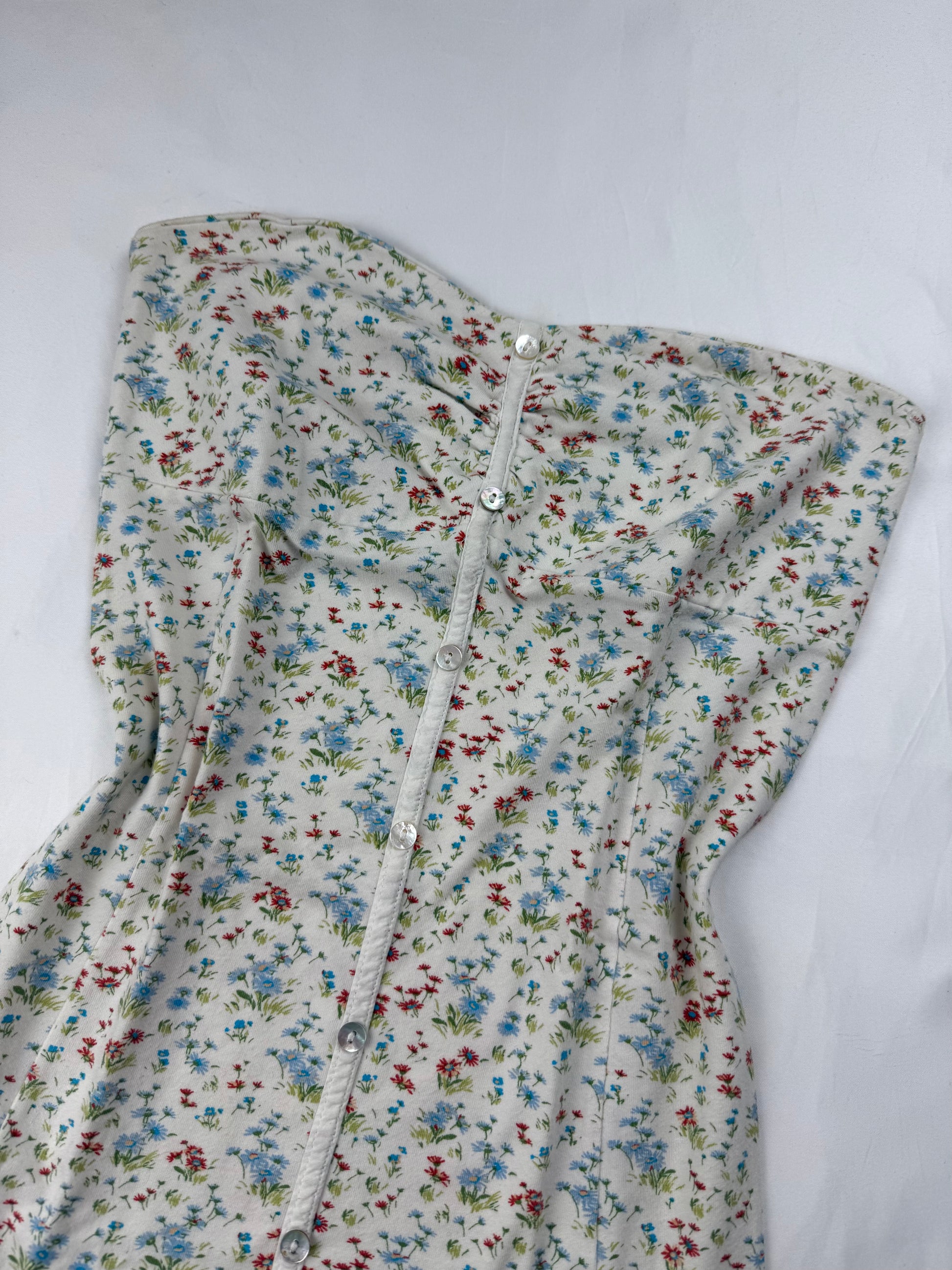 White floral cotton bustier top (XS/S)