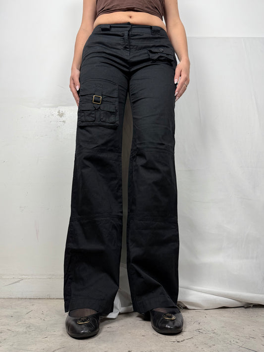 Black low rise cargo baggy pants (M)