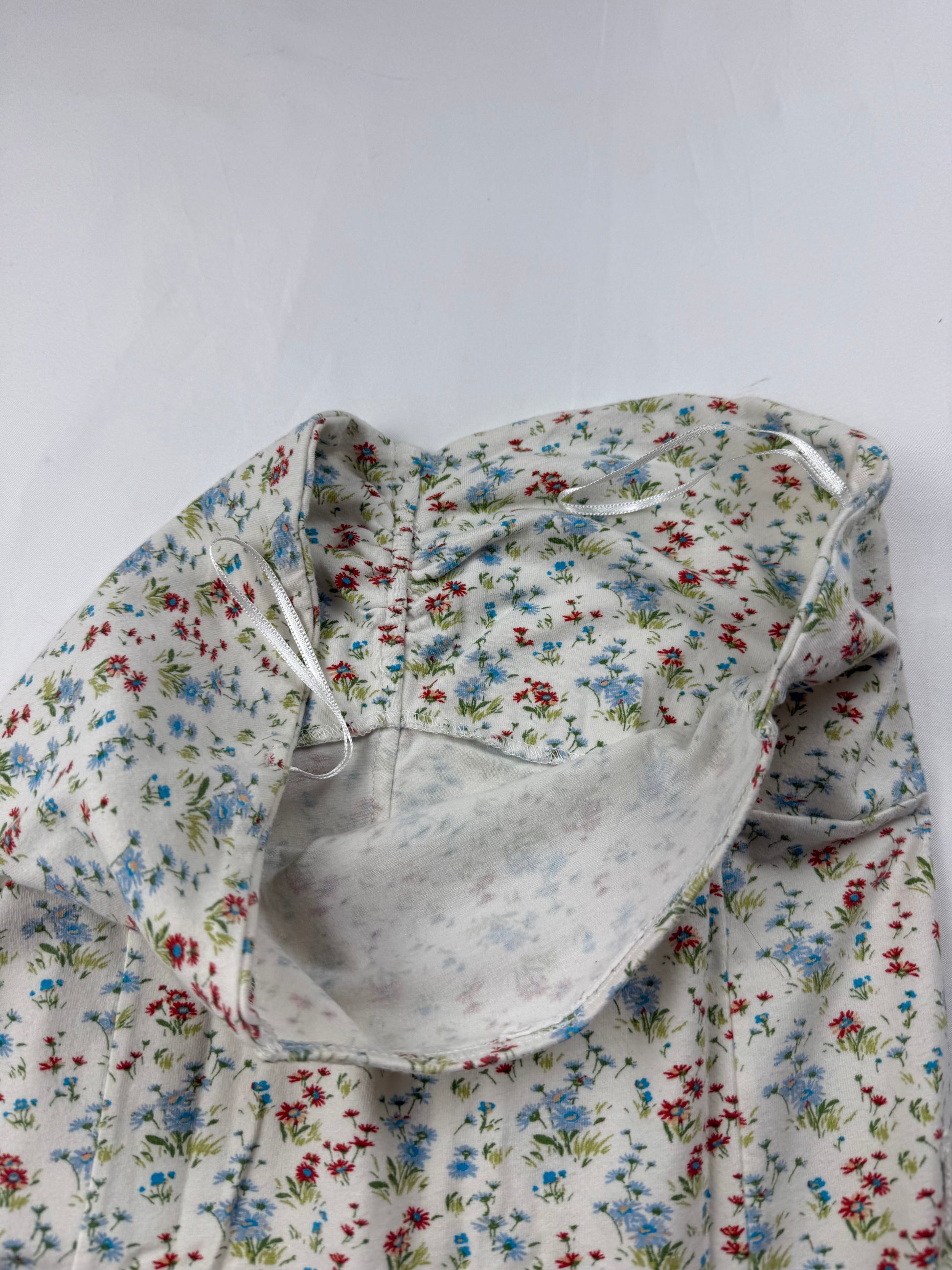 White floral cotton bustier top (XS/S)