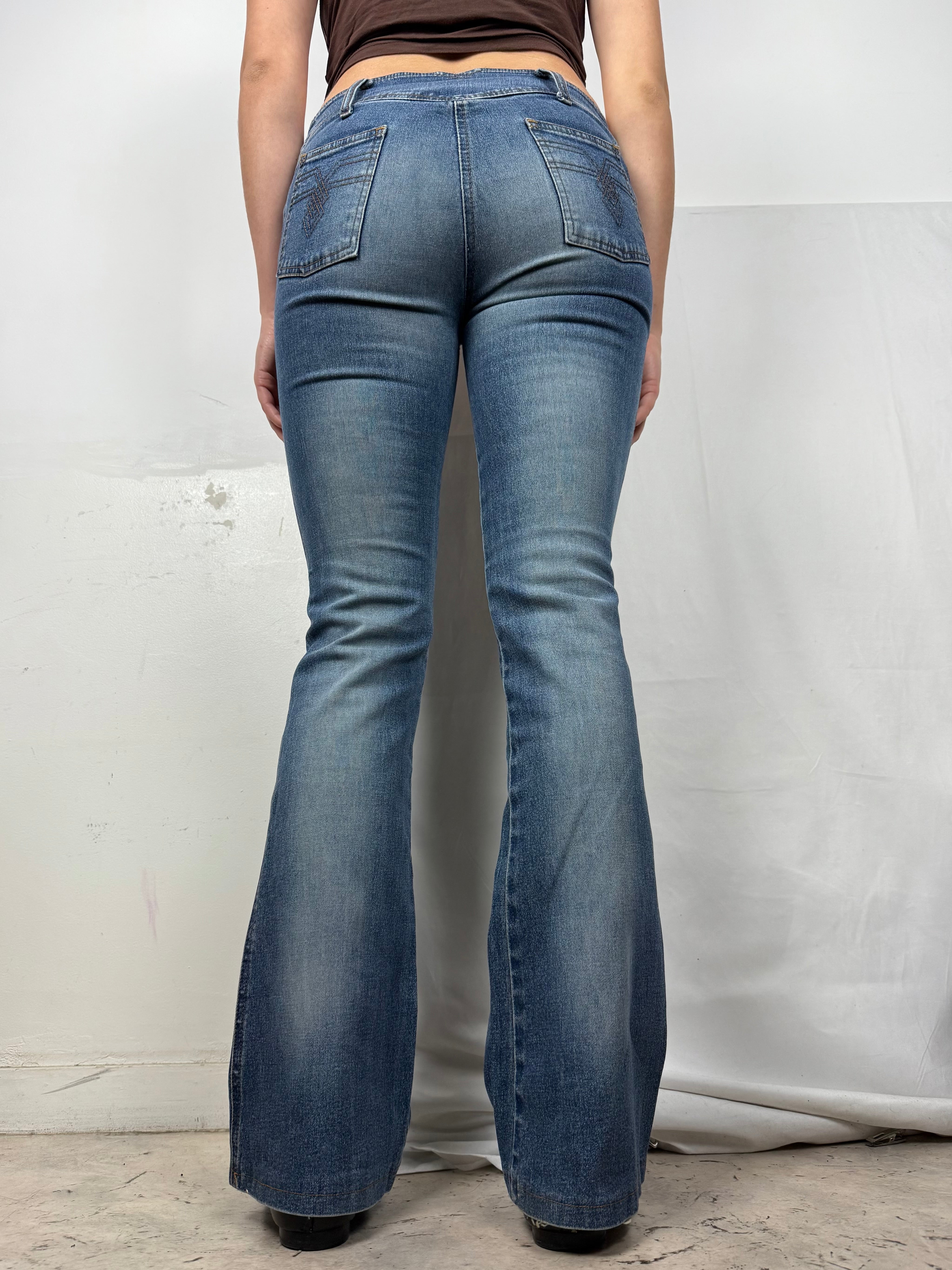Navy low rise flare pants (XS)