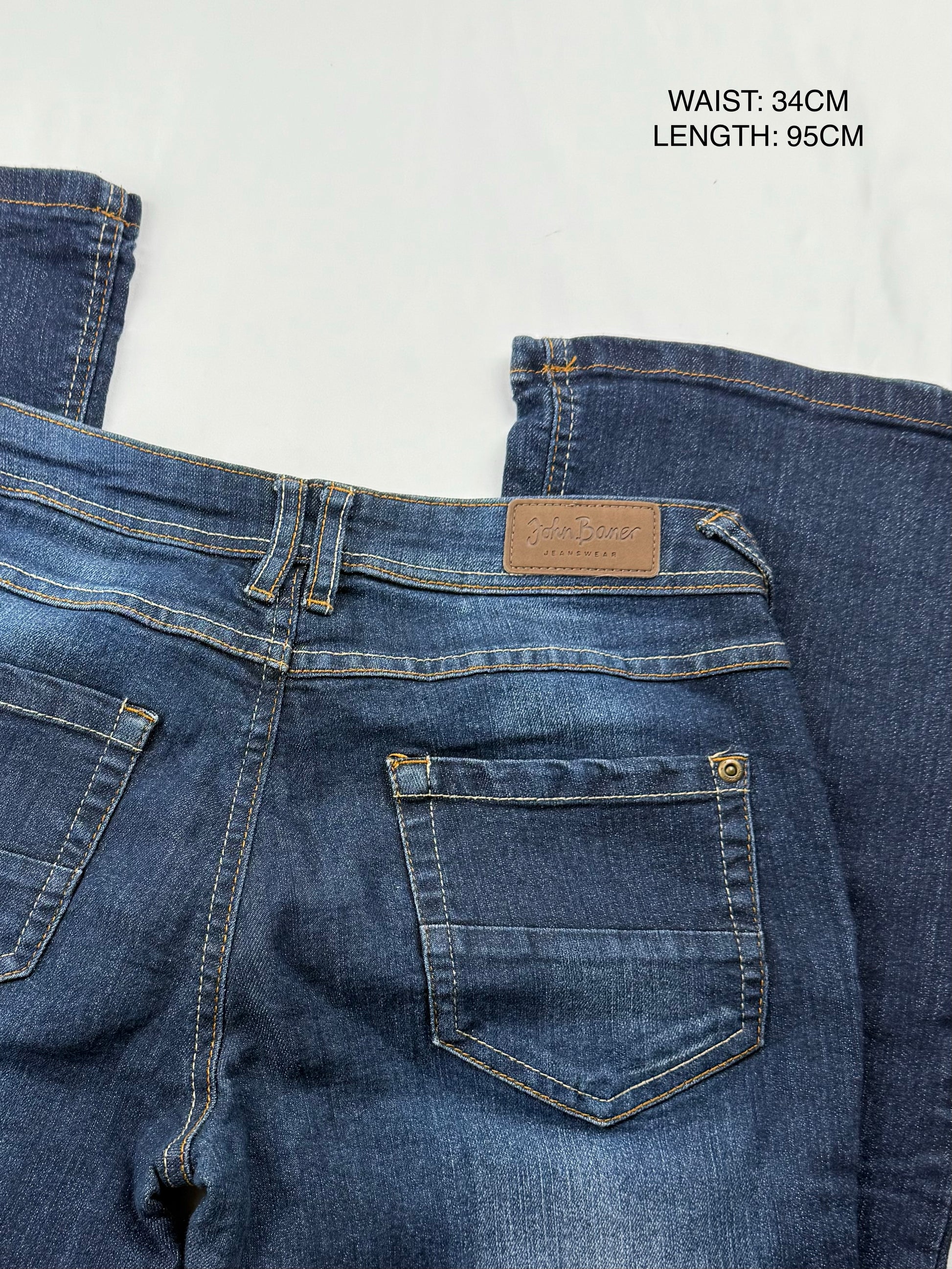 Navy blue denim low waist flared pants (S)