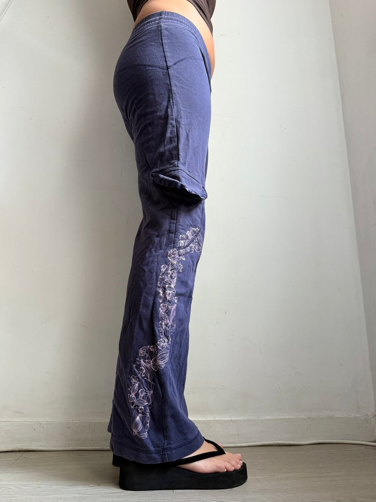 Purple cotton baggy pants (S)