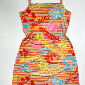 Multicolor lycra hibiscus mini dress (S/M)