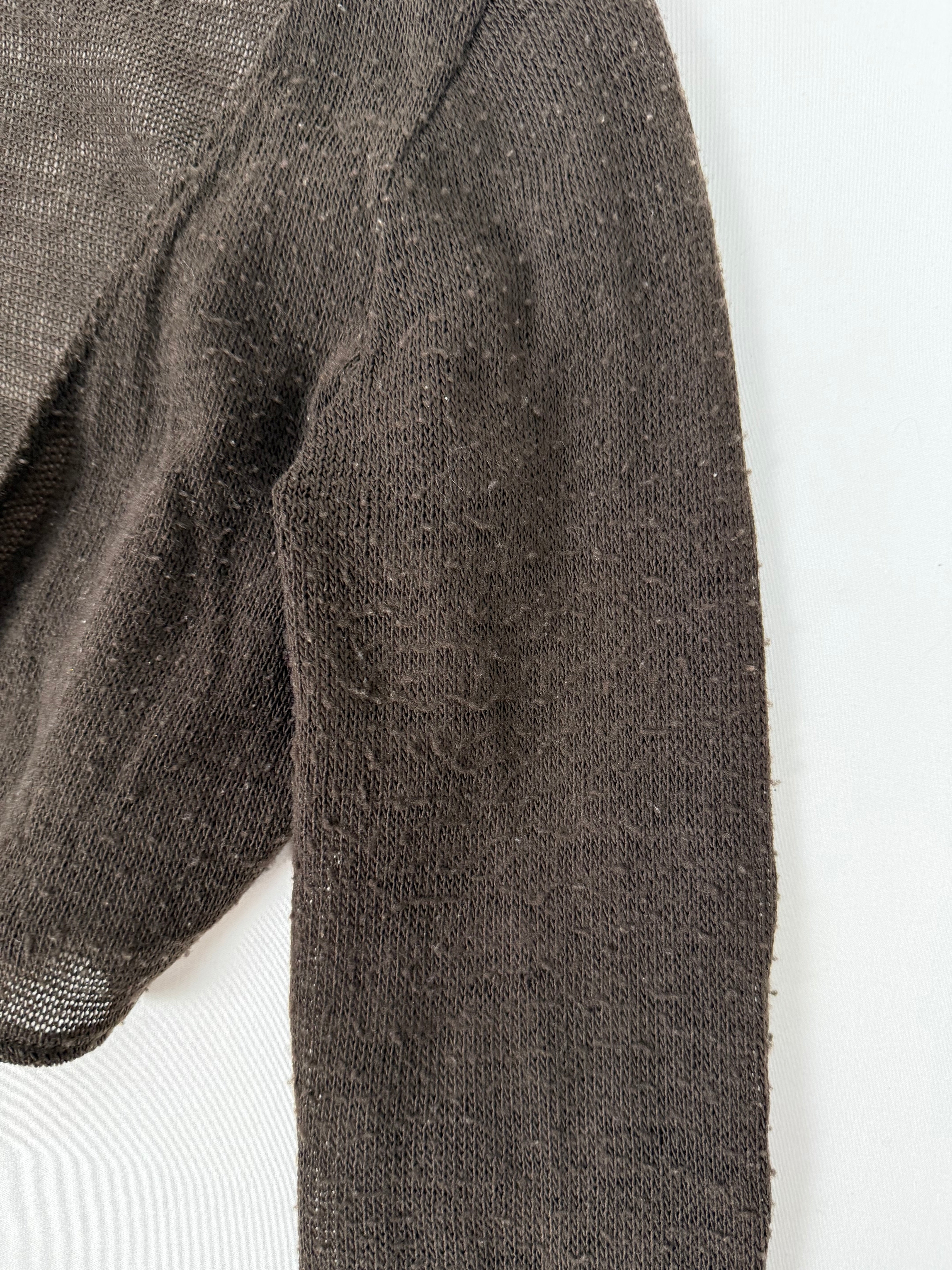 Brown tie up long sleeves bolero top (S)