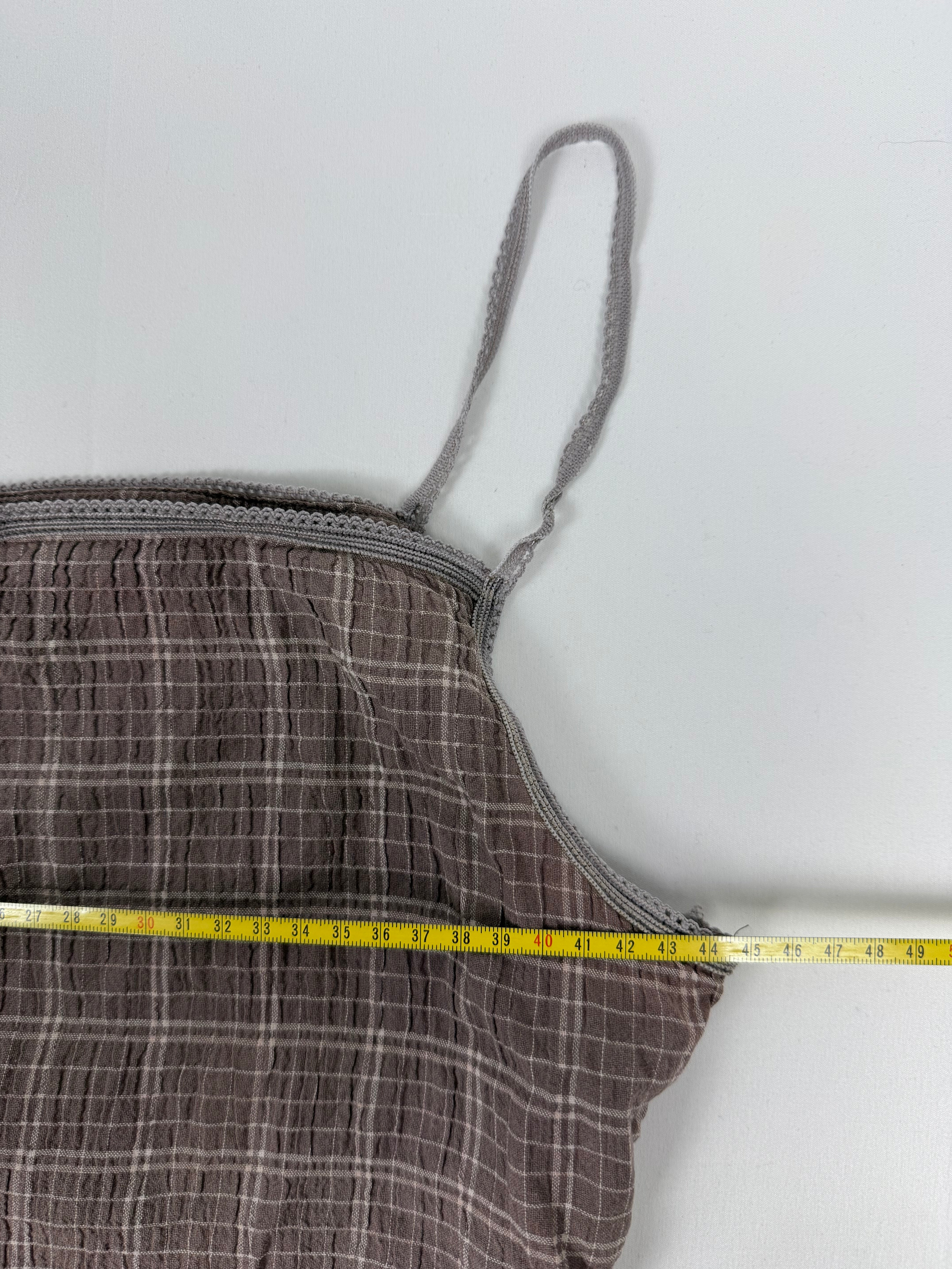 Beige check print ruched cami top (XL)