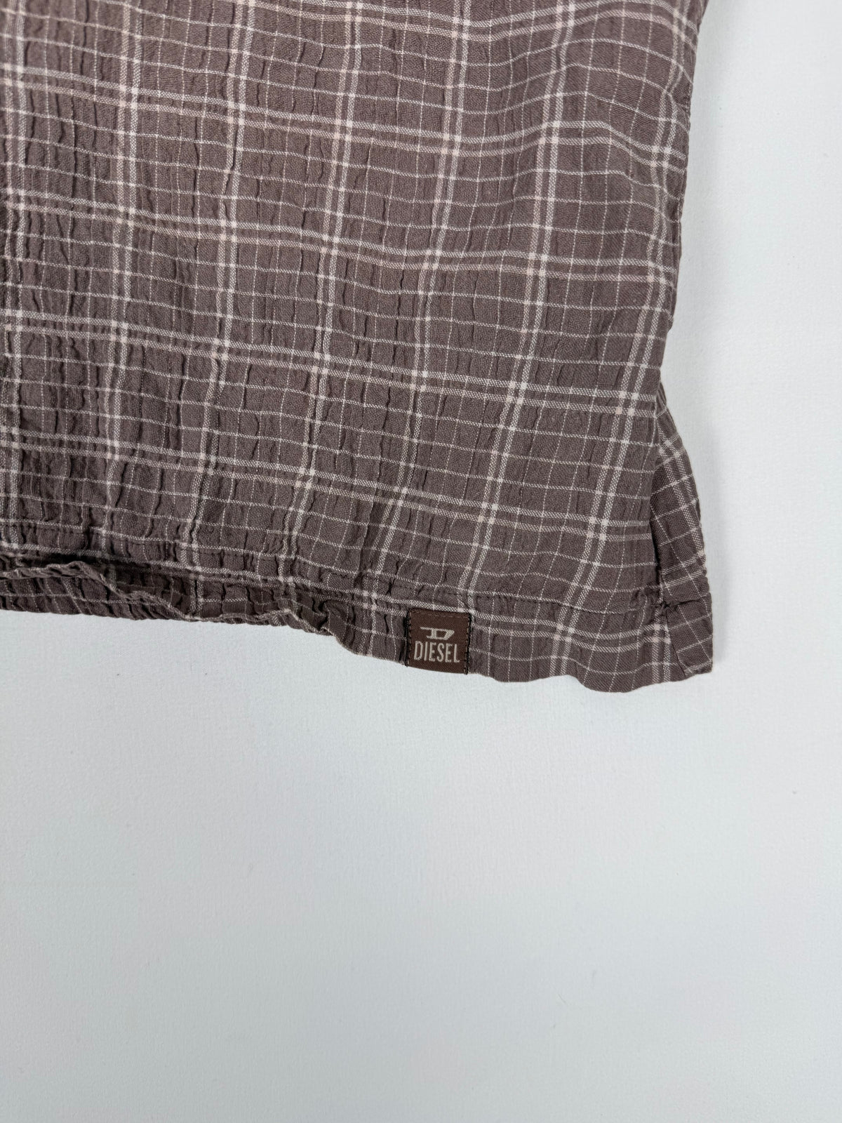 Beige check print ruched cami top (XL)