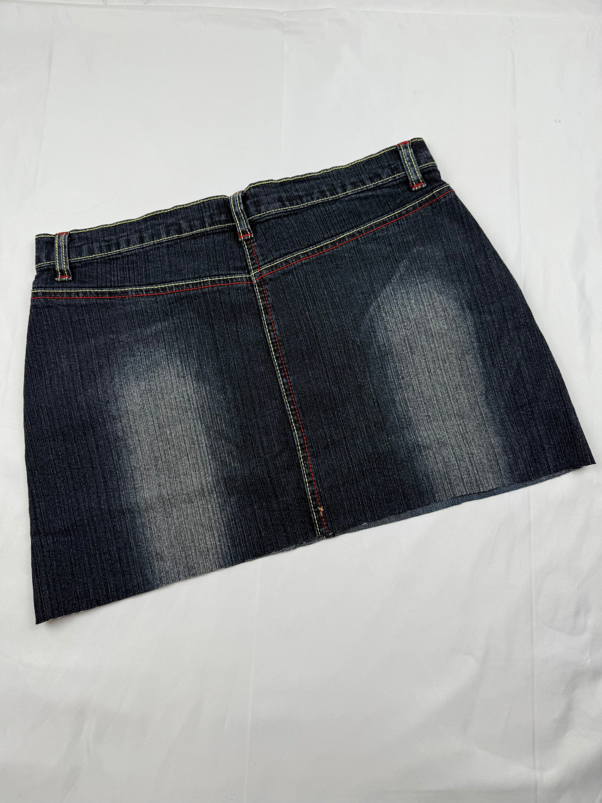 Blue navy denim low rise mini skirt (S)