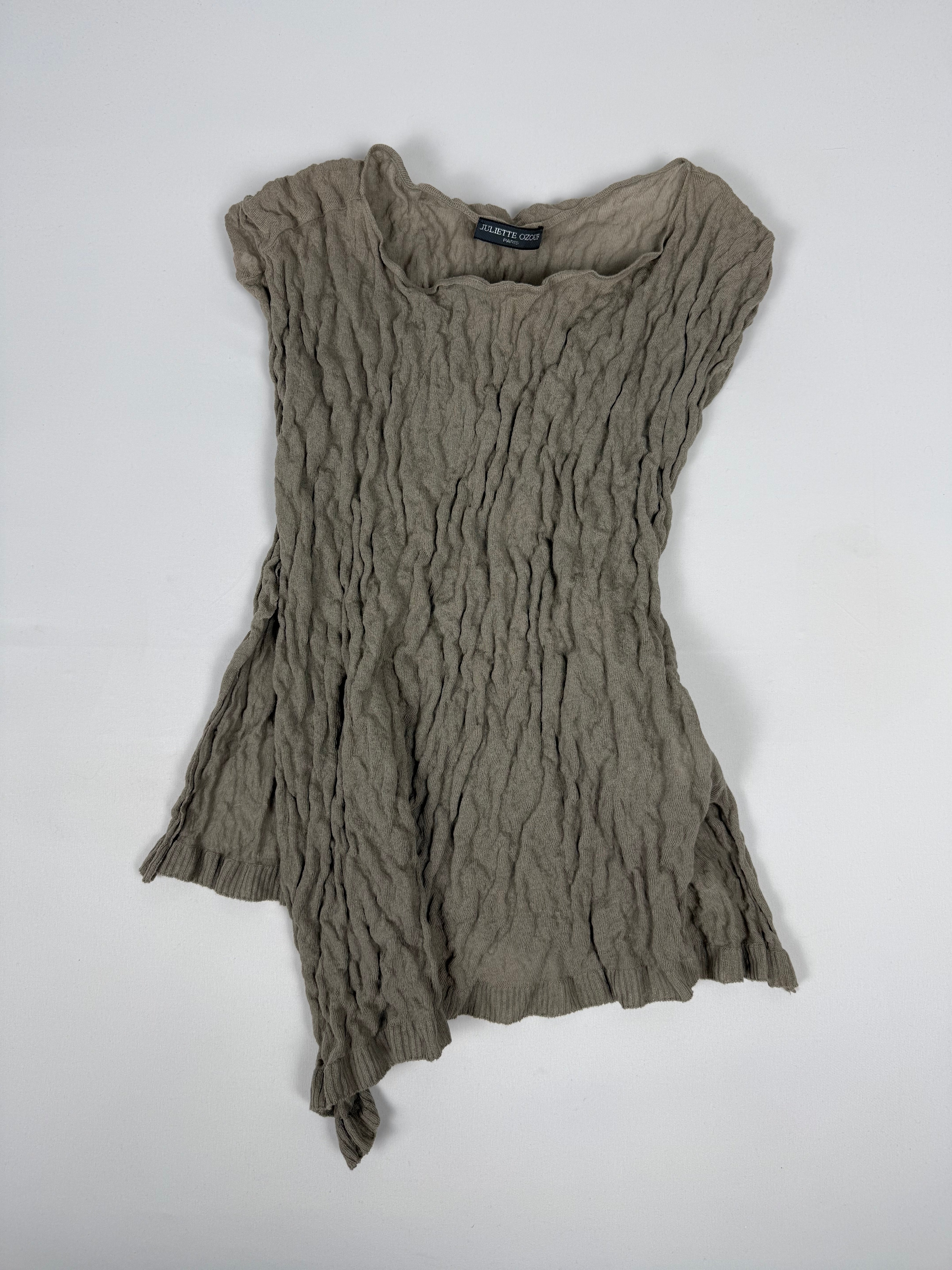 Khaki ruched asymmetric top (M)