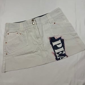 White denim low rise mini skirt (XS)