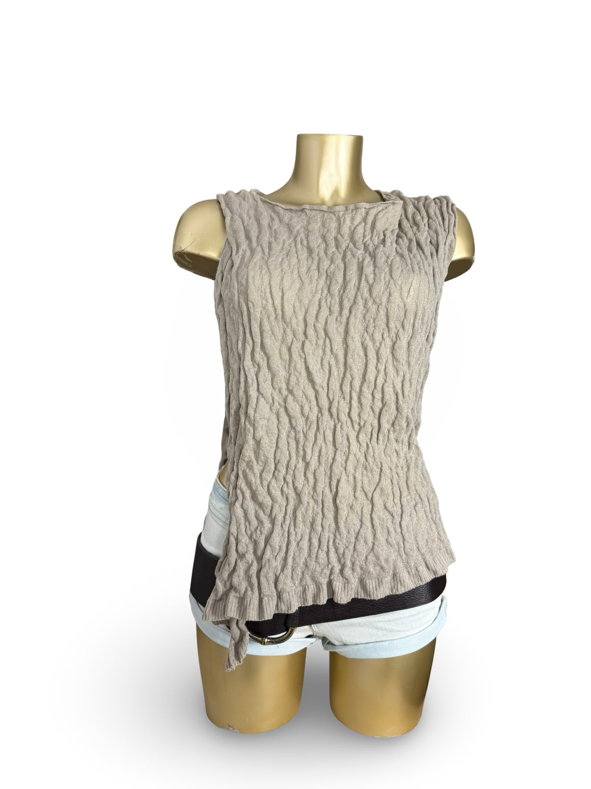 Khaki ruched asymmetric top (M)