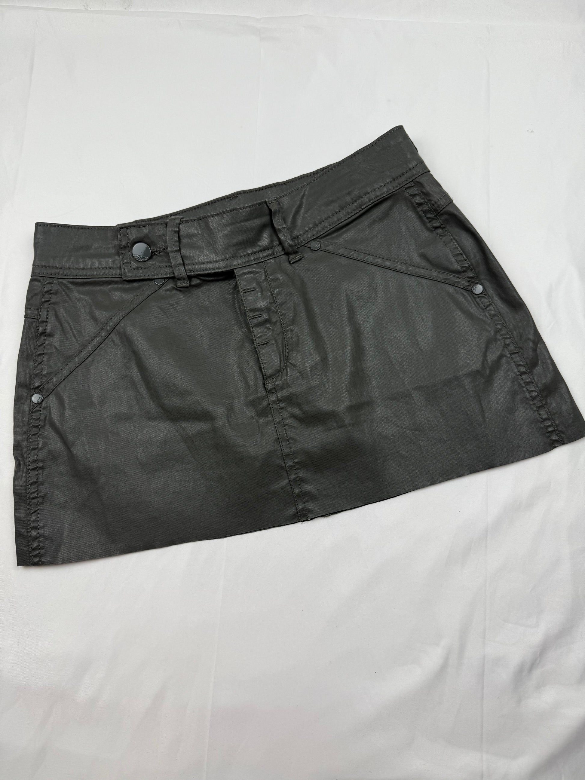 Khaki low rise mini office skirt (S)
