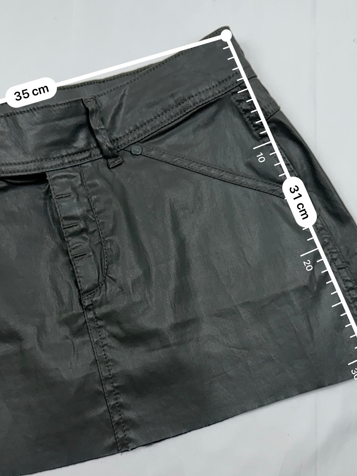 Khaki low rise mini office skirt (S)