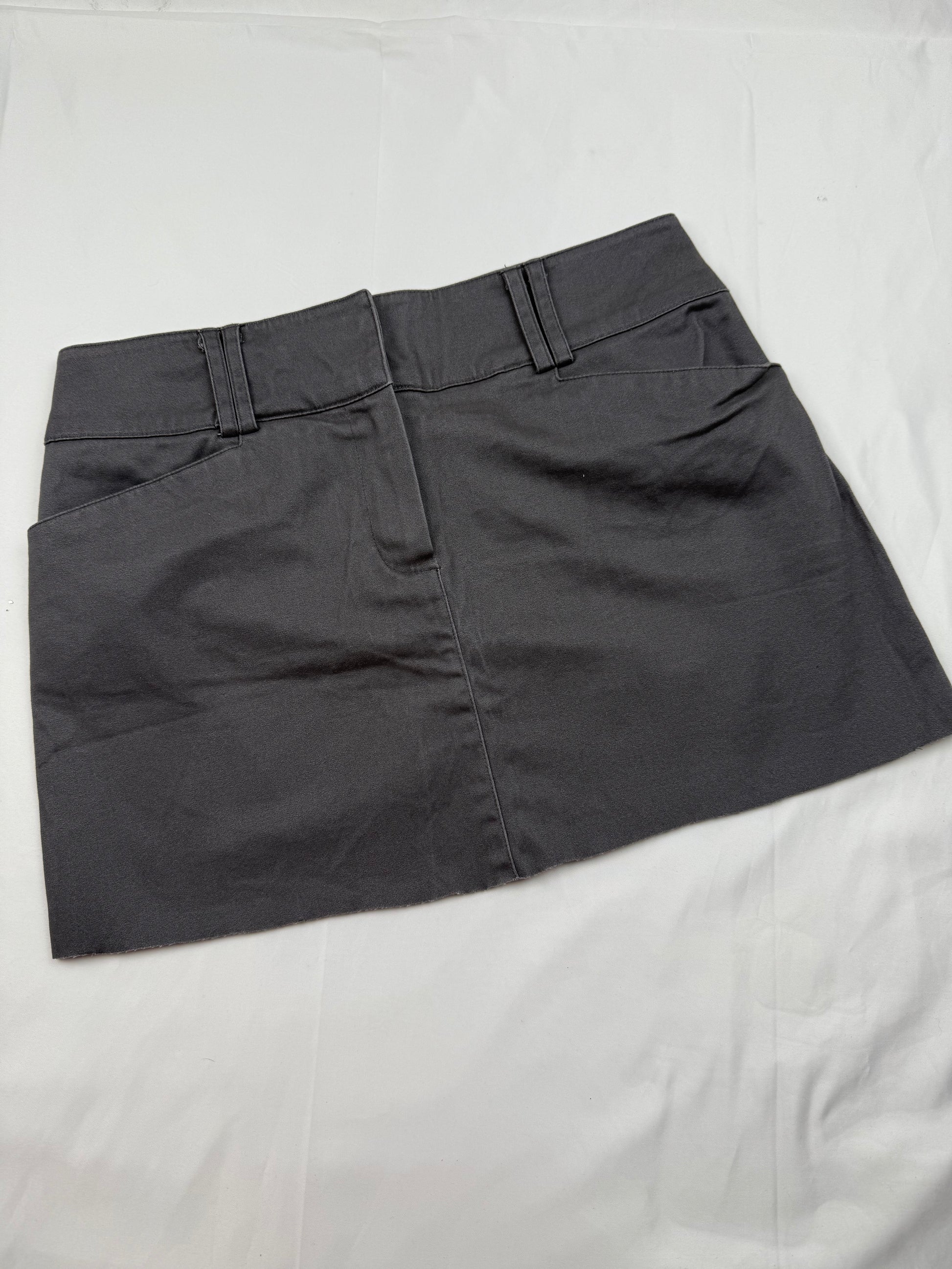 Grey low rise office mini skirt (S)