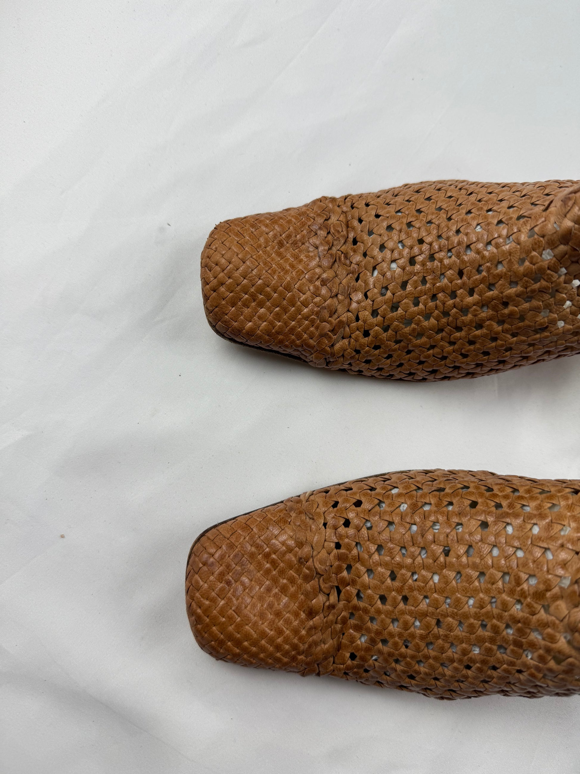 Brown real leather square toes kitten heels mules (39)