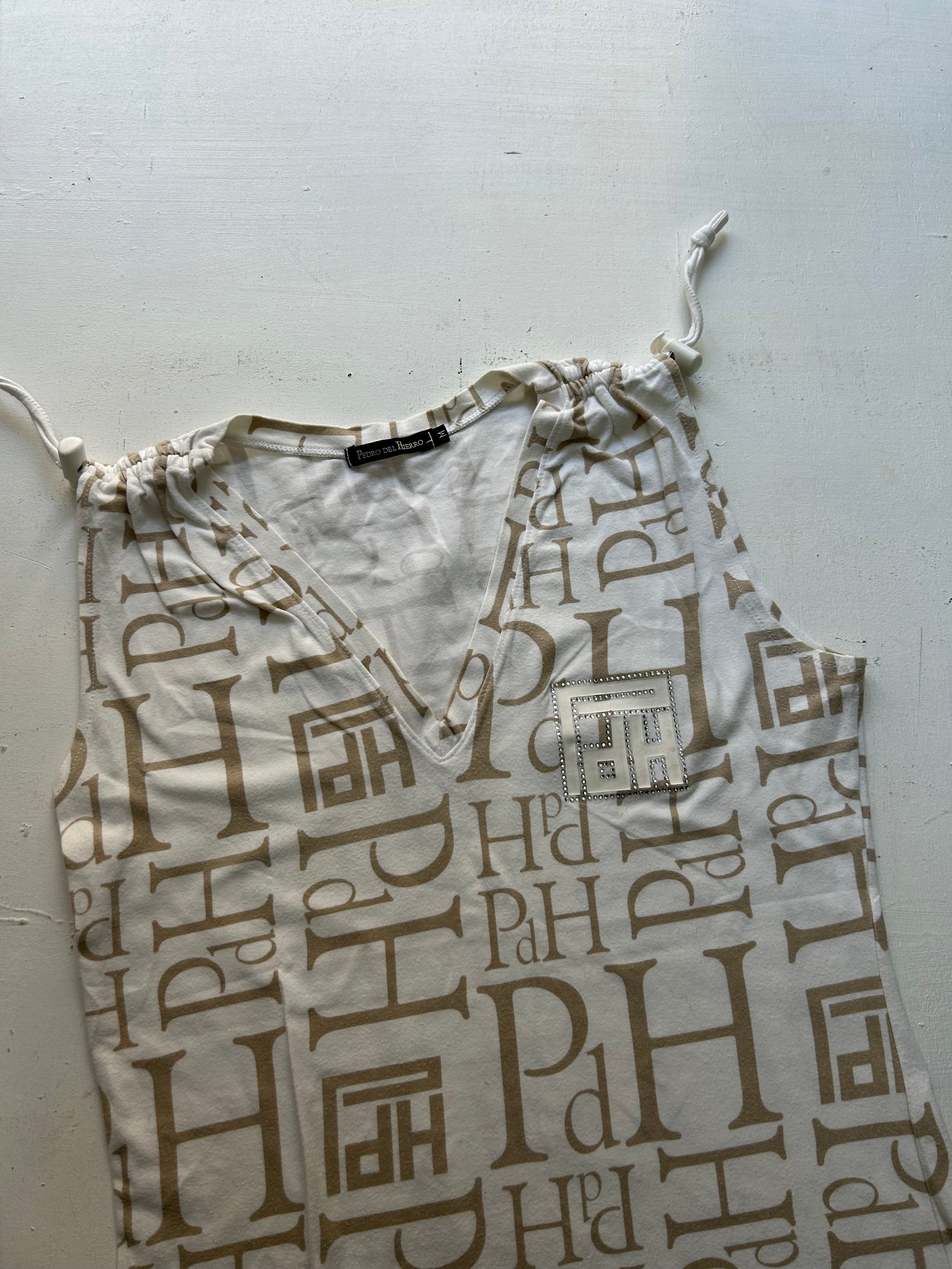 White /beige 90s y2k vintage ruched tank top (S/M)