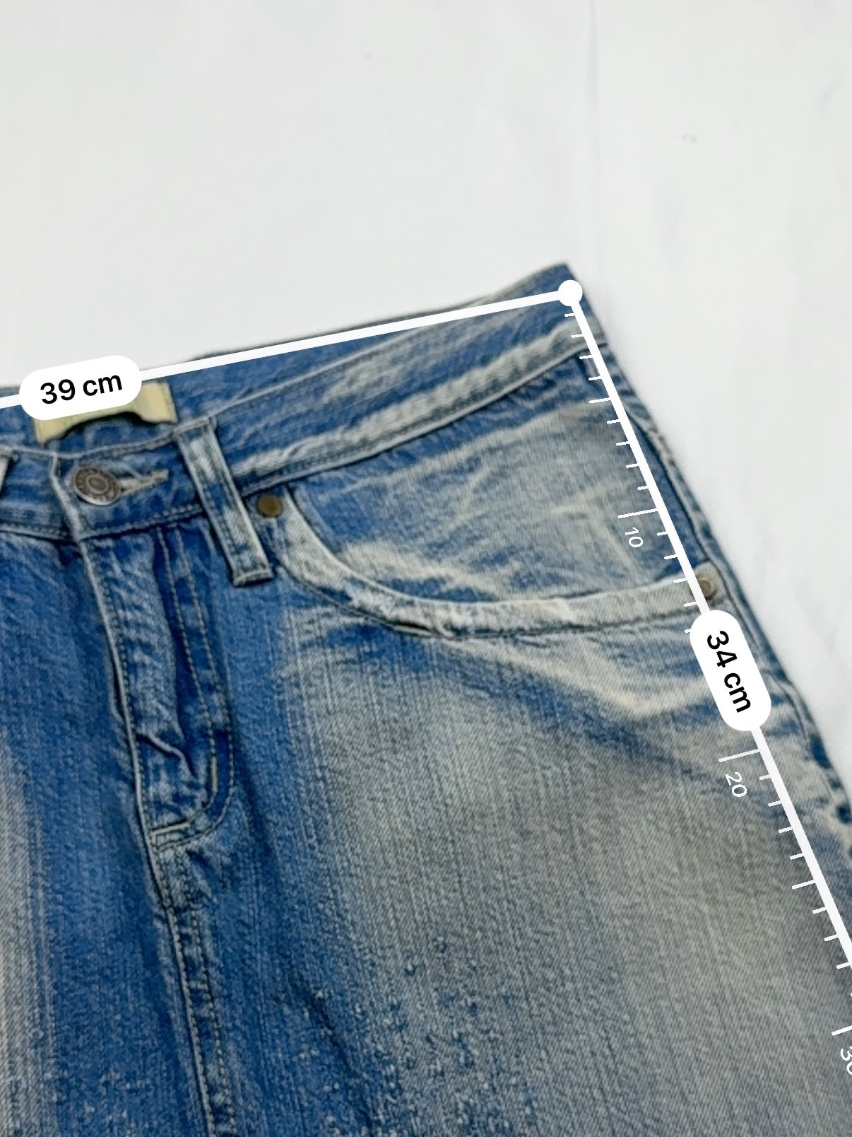 Blue denim low rise mini skirt (S)