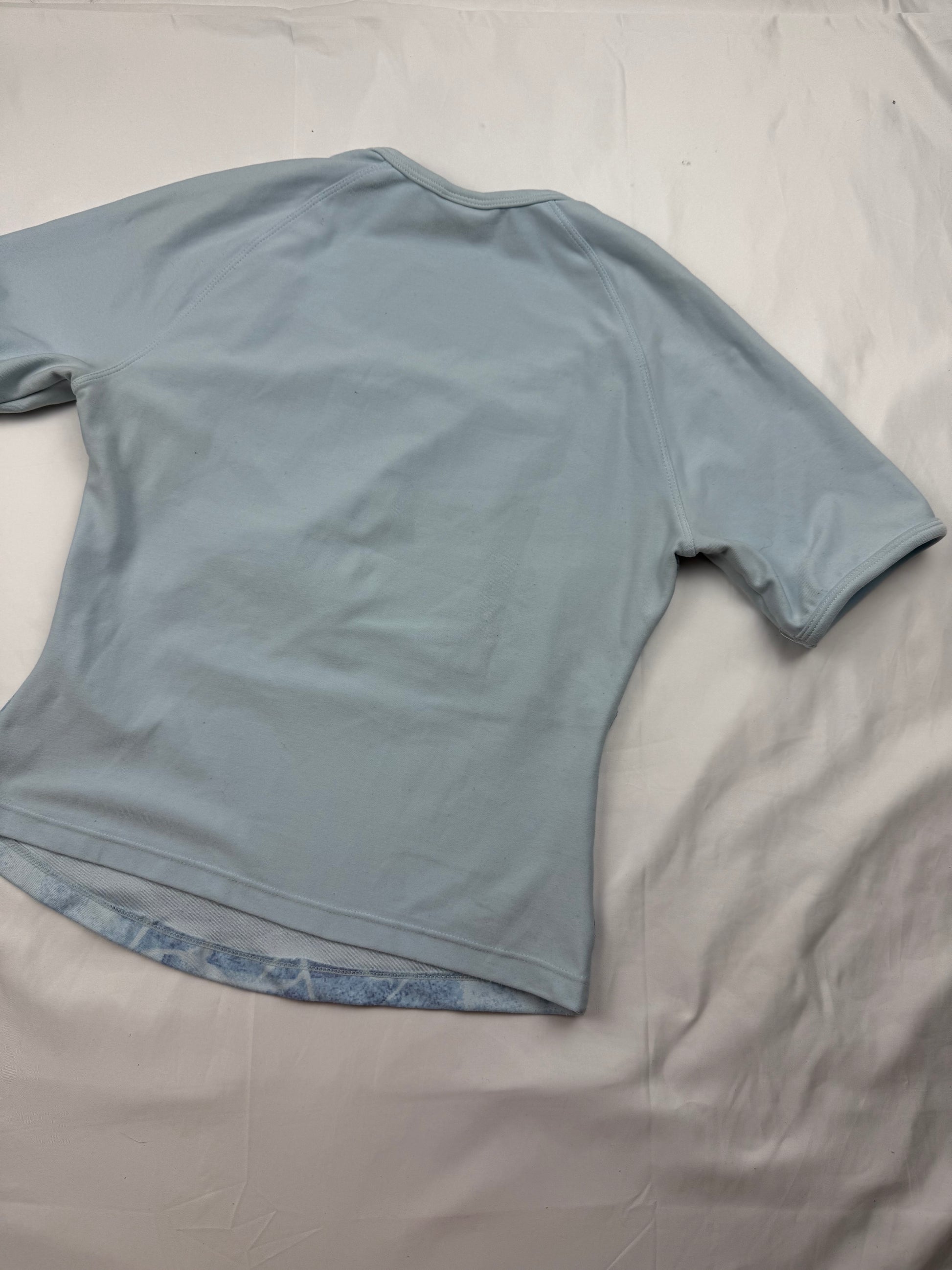 Baby blue graphic swoosh logo tee (S/M)