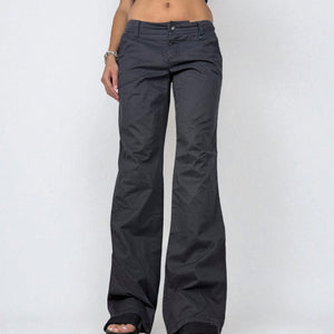 Dark grey cotton low waist baggy pants (M)