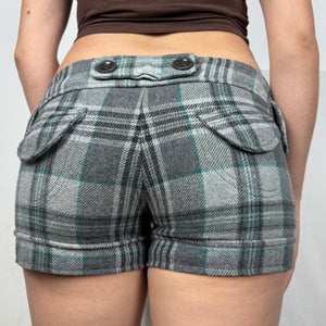 Grey check print low rise mini short (M)