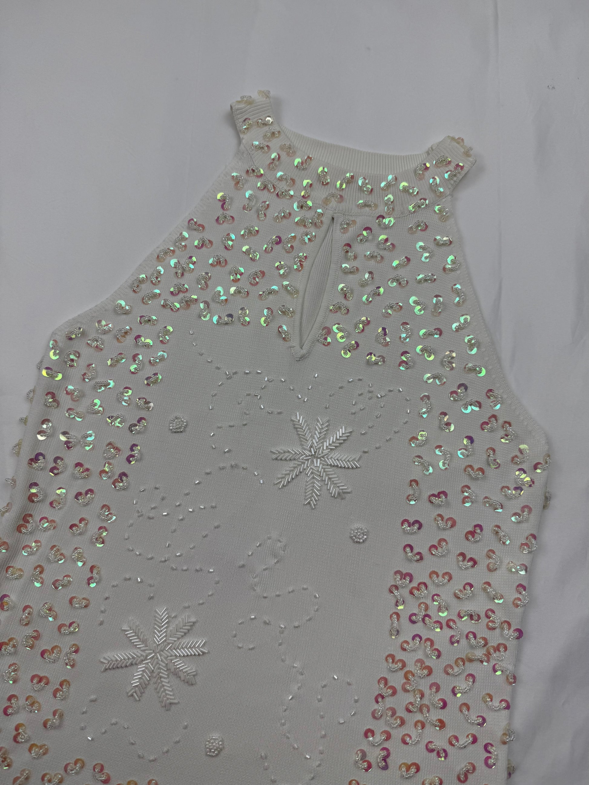 White sequins summer top (S/M)