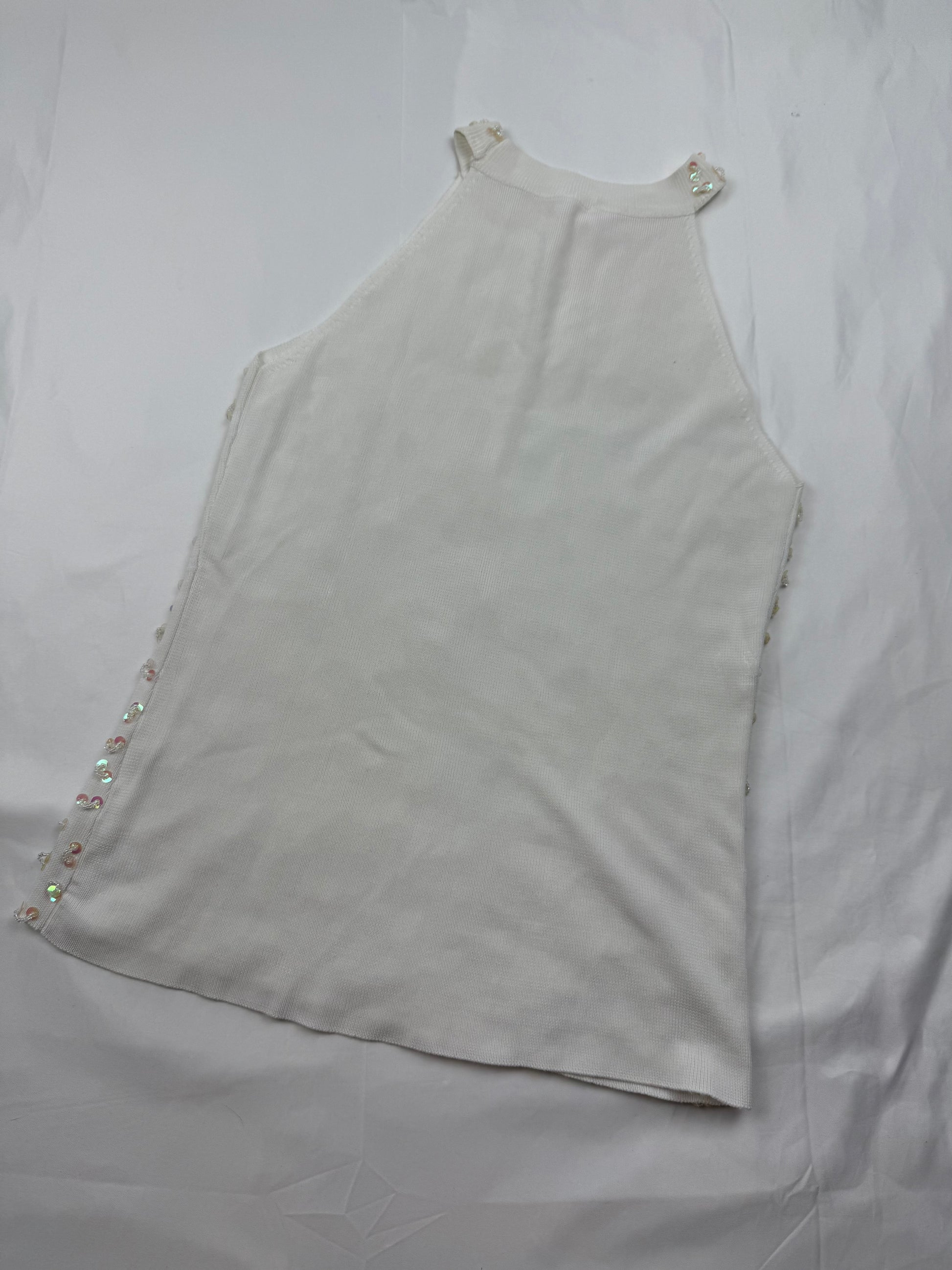 White sequins summer top (S/M)