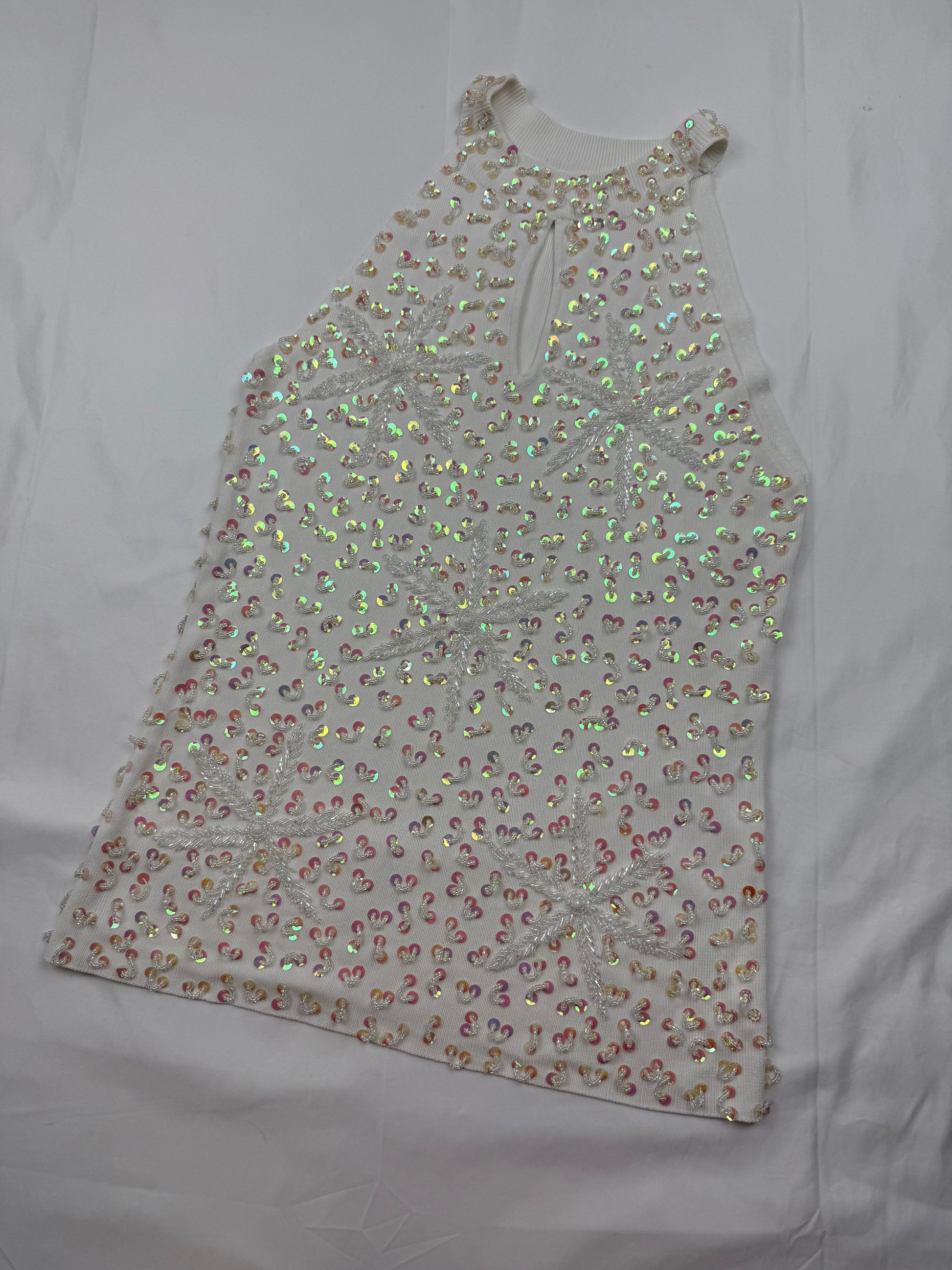 White sequins summer top (S/M)