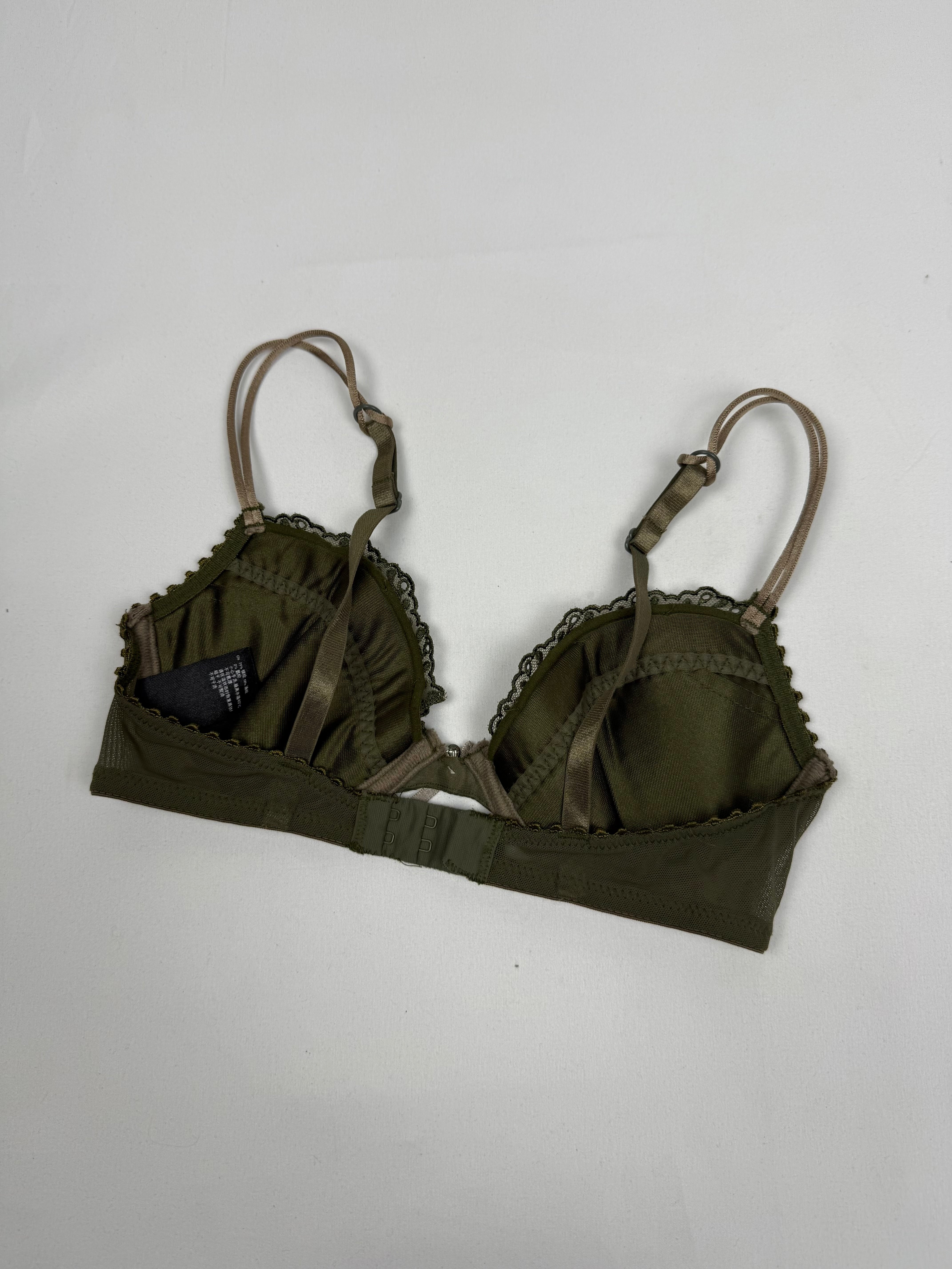 Khaki lace balcony bra
