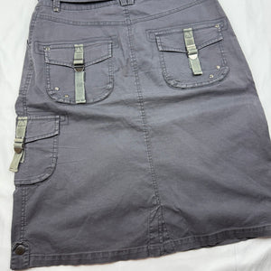 Grey cargo mid skirt with removable belt  (M)
