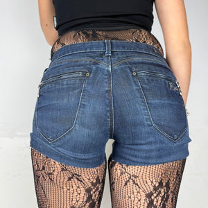 Blue denim low rise mini short (S)