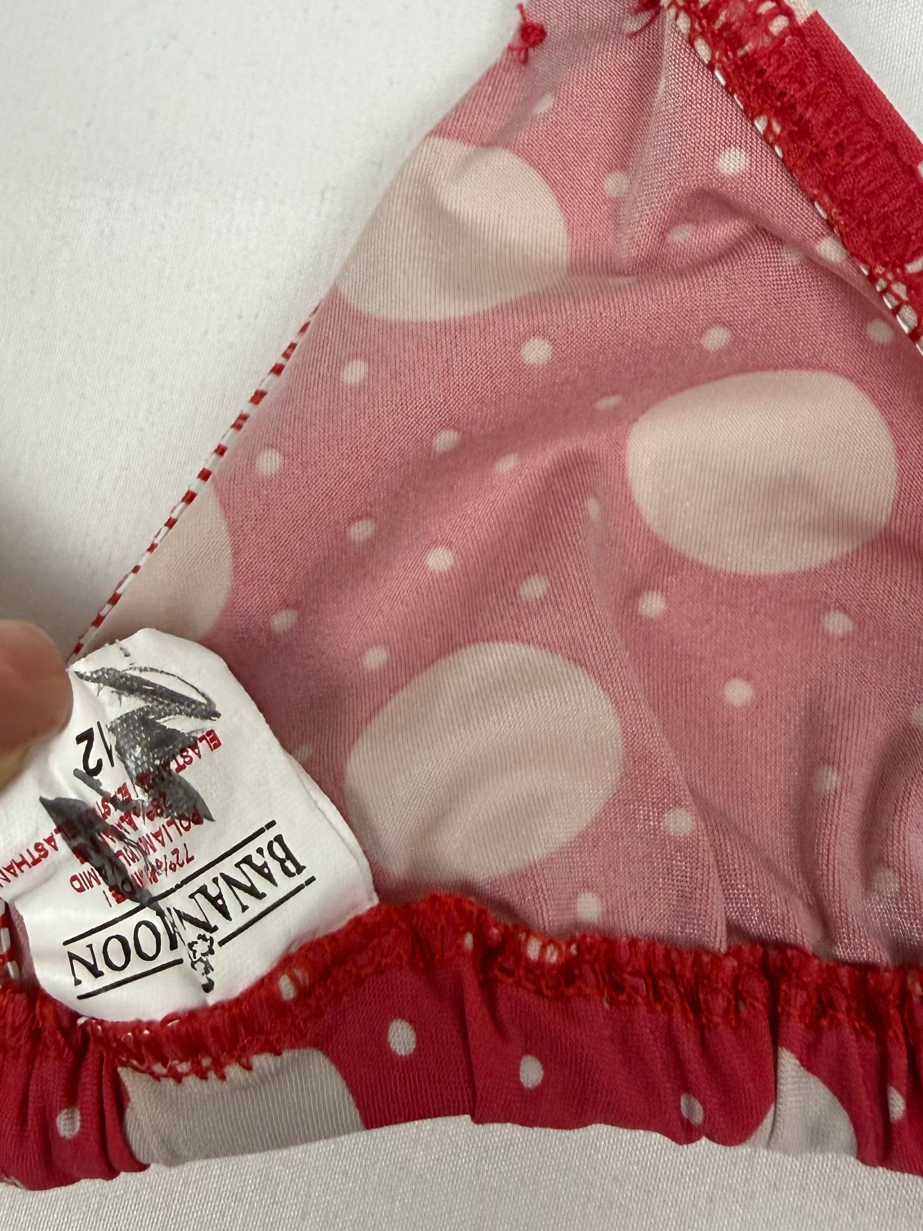 Red polka dots low rise shorty bikini set (XS)
