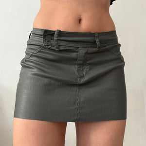 Khaki low rise mini office skirt (S)