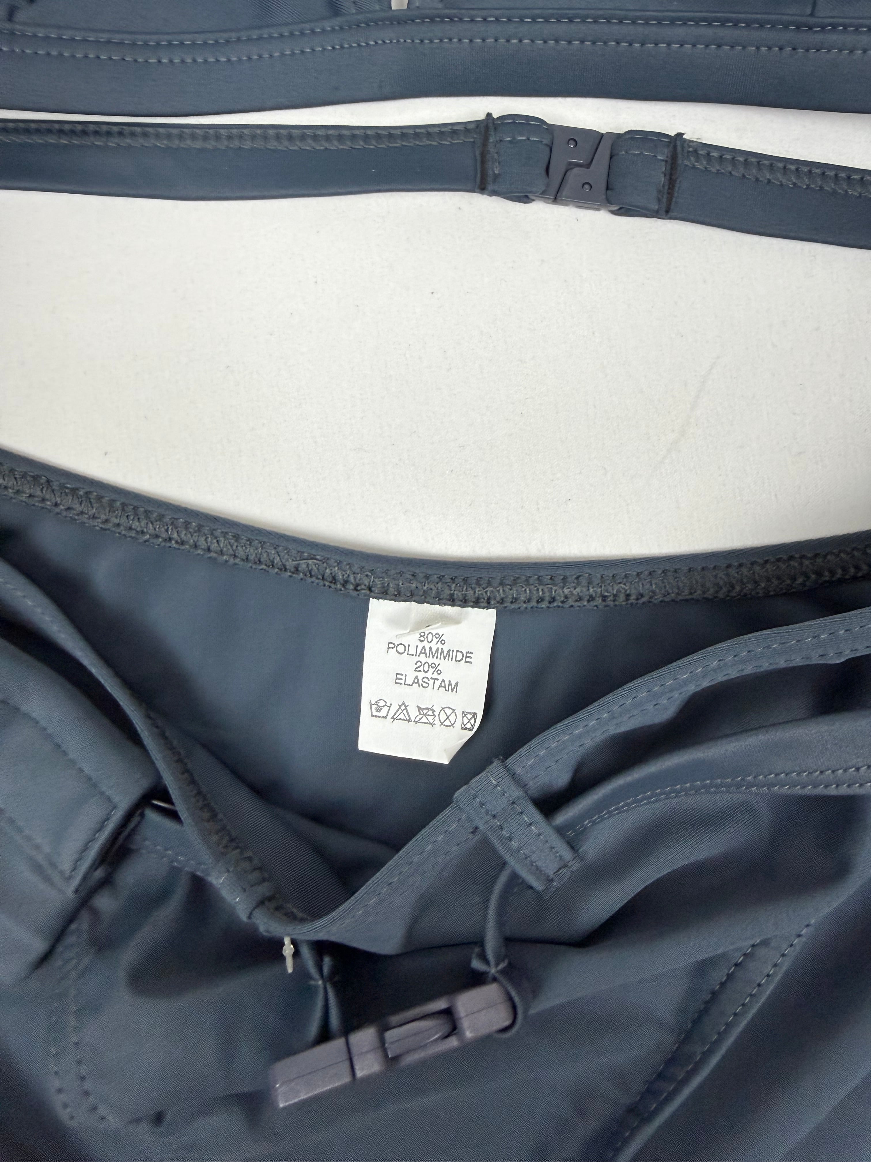 Grey utility low rise belt bikini set (M)