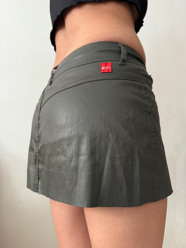 Khaki low rise mini office skirt (S)