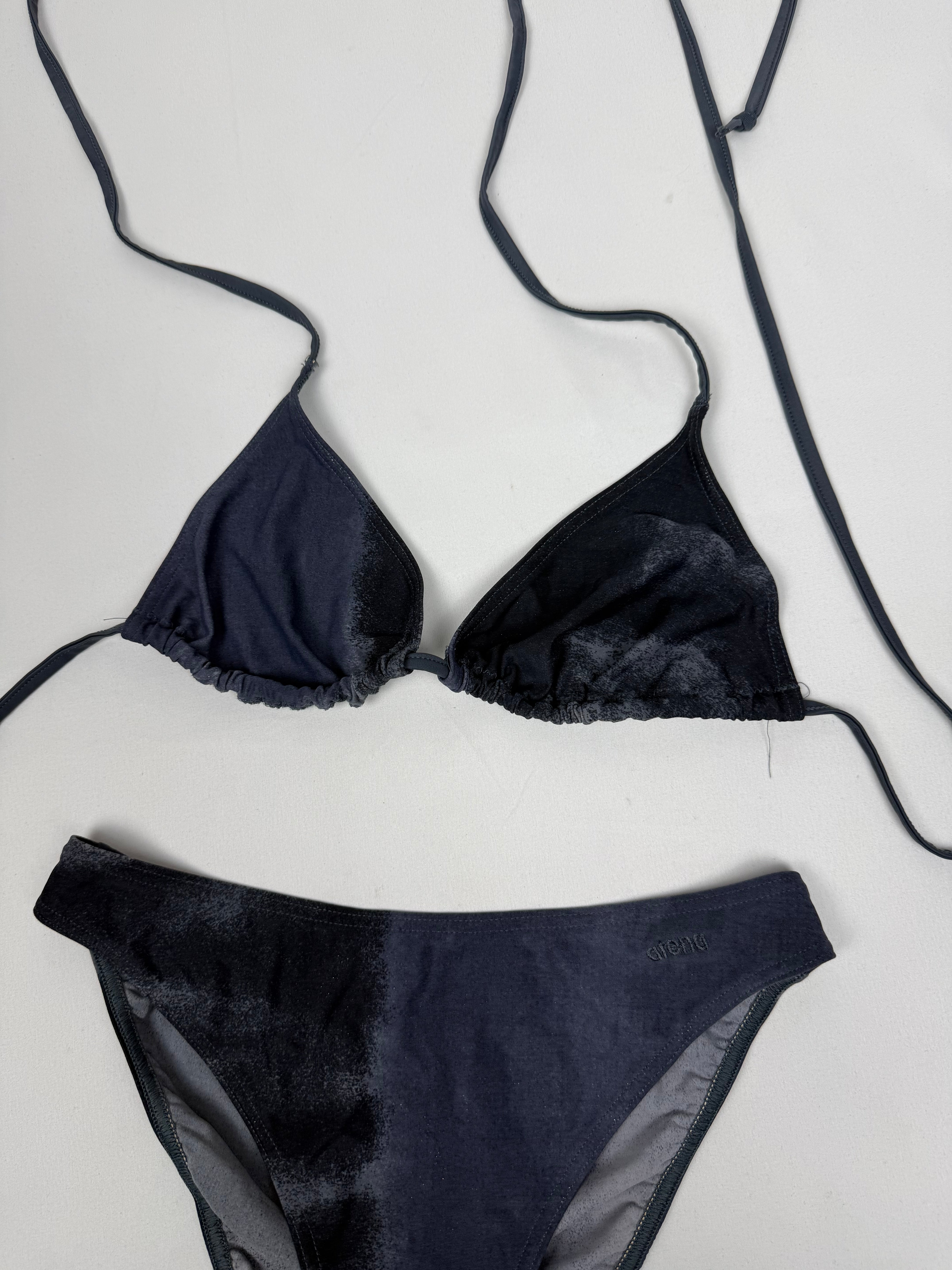 Navy graphic low rise bikini set (M)