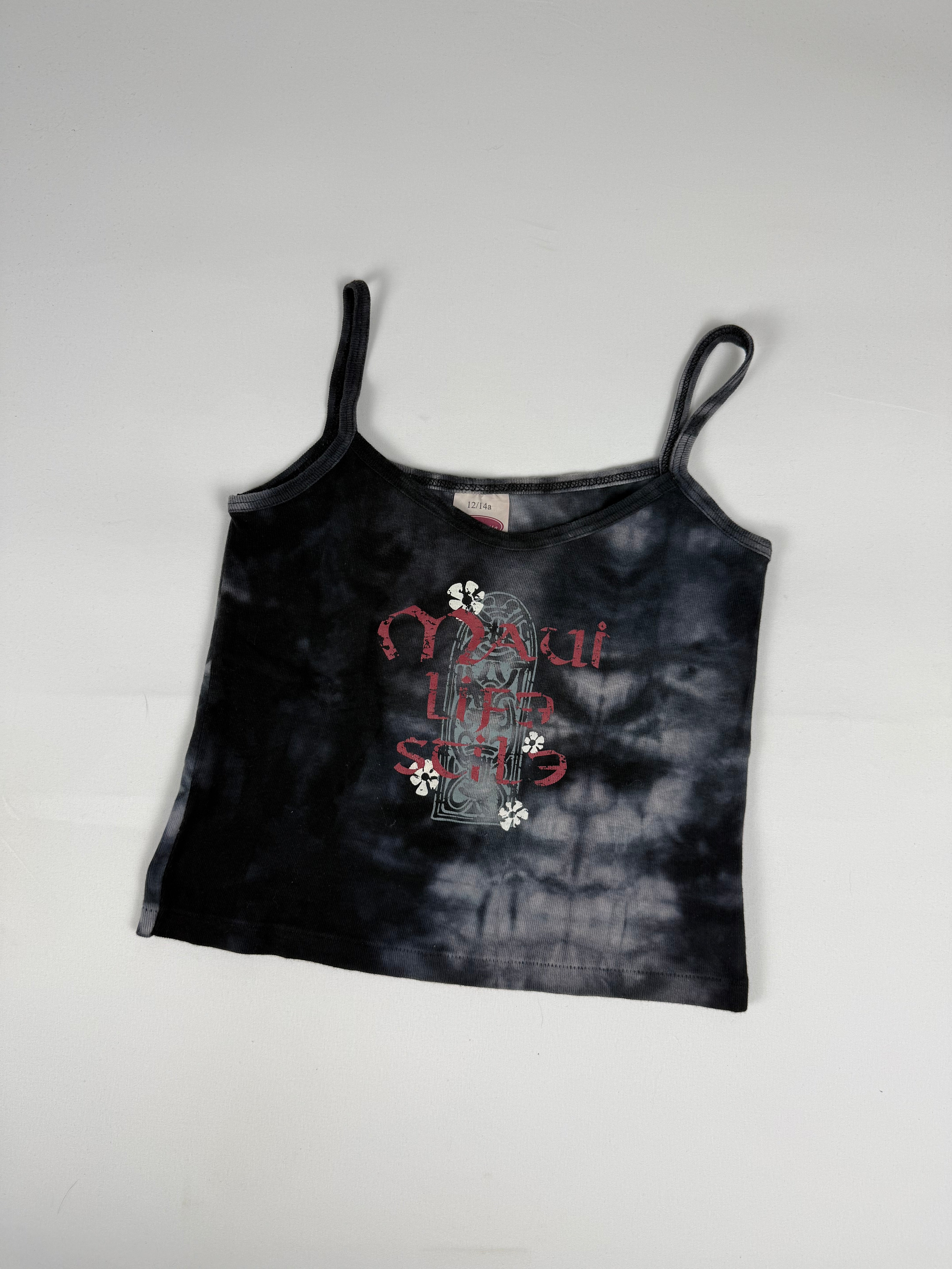 Black graphic cotton top (S)