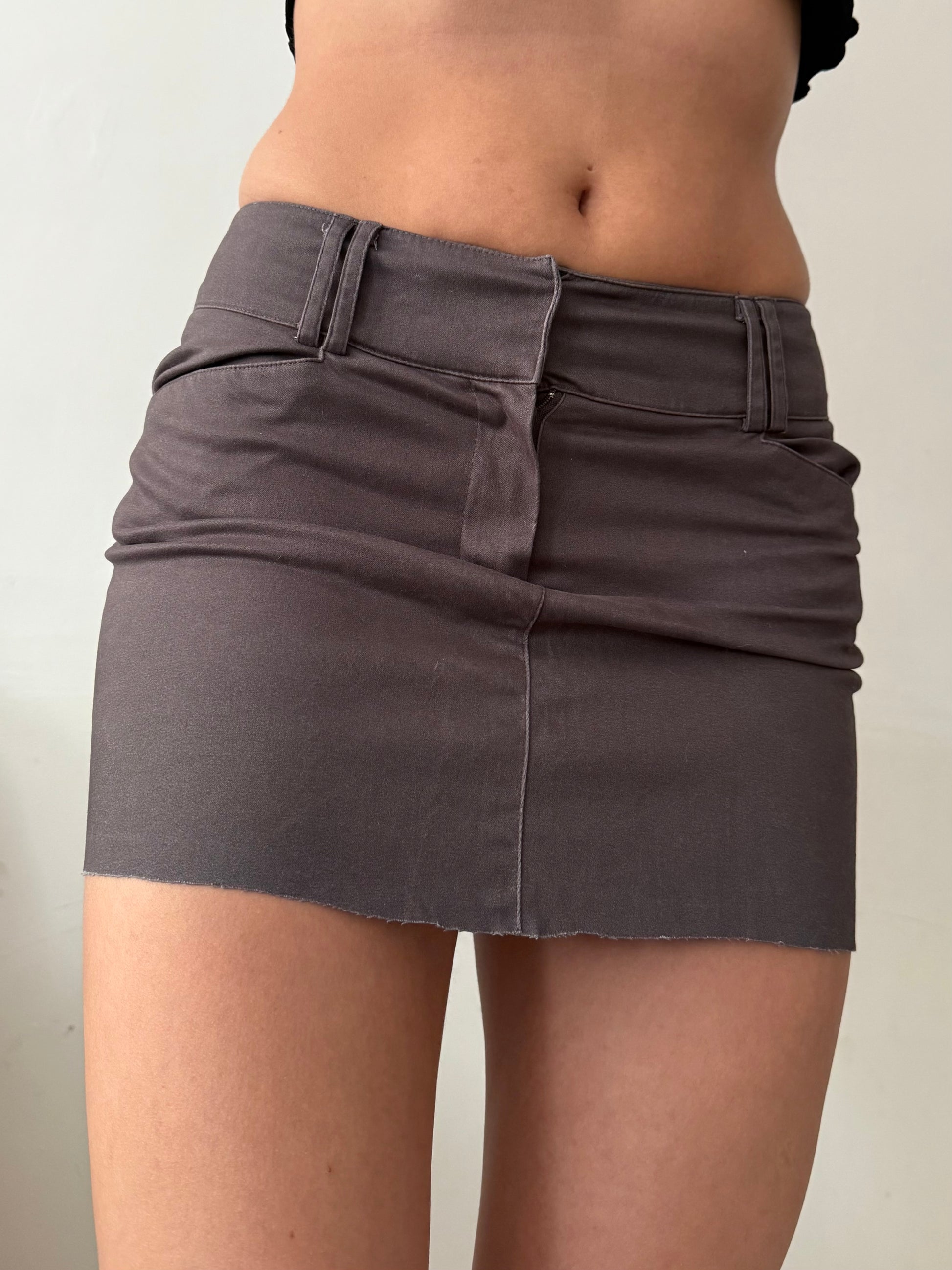 Grey low rise office mini skirt (S)