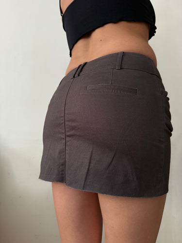 Grey low rise office mini skirt (S)