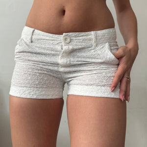 White 100% cotton low rise mini short (S)