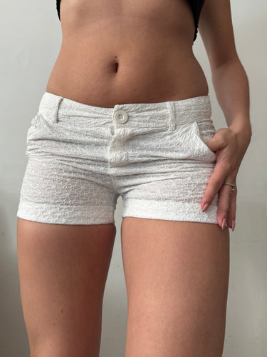 White 100% cotton low rise mini short (S)